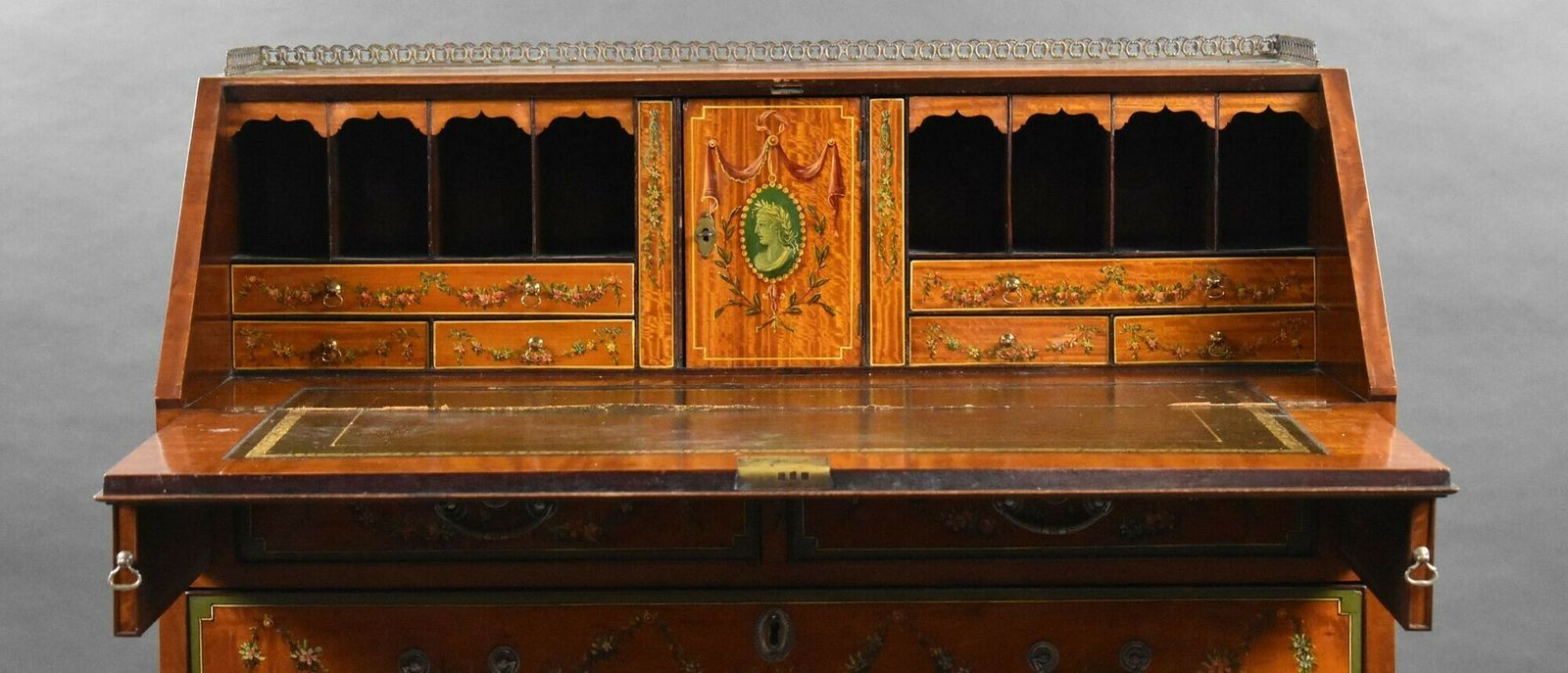 photo furniture Edwardian Hand Painted Satinwood Bureau