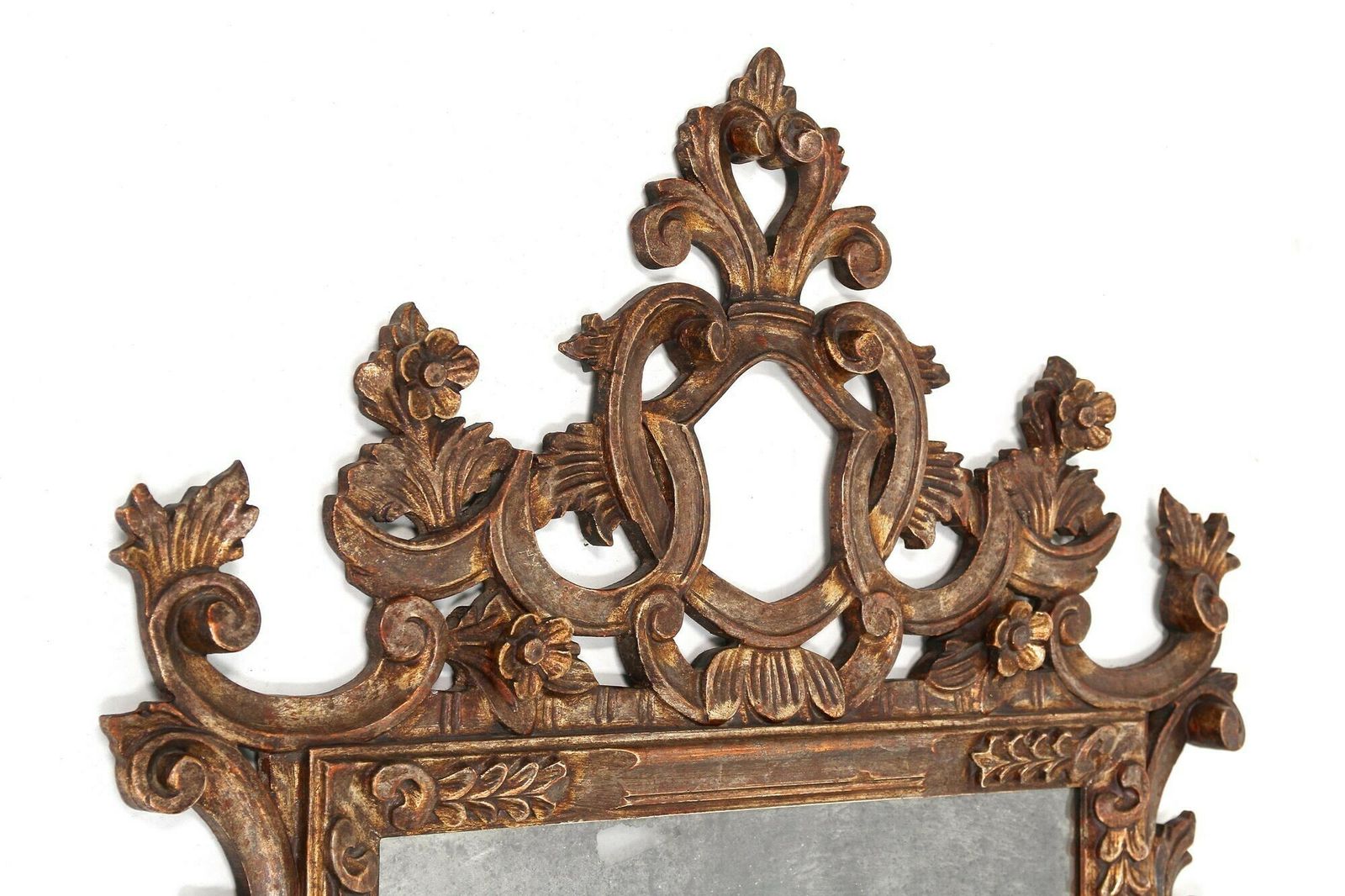 19th Century Silvered/ Bronzed Venetian Wall Mirror, Handcarved, Italy Ca. 1840 photo Home Decor