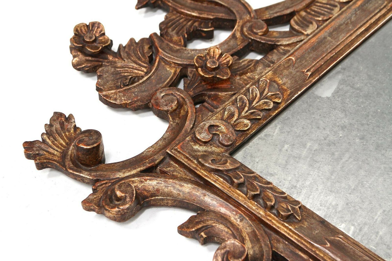 Home Decor 19th Century Silvered/ Bronzed Venetian Wall Mirror, Handcarved, Italy Ca. 1840 photo