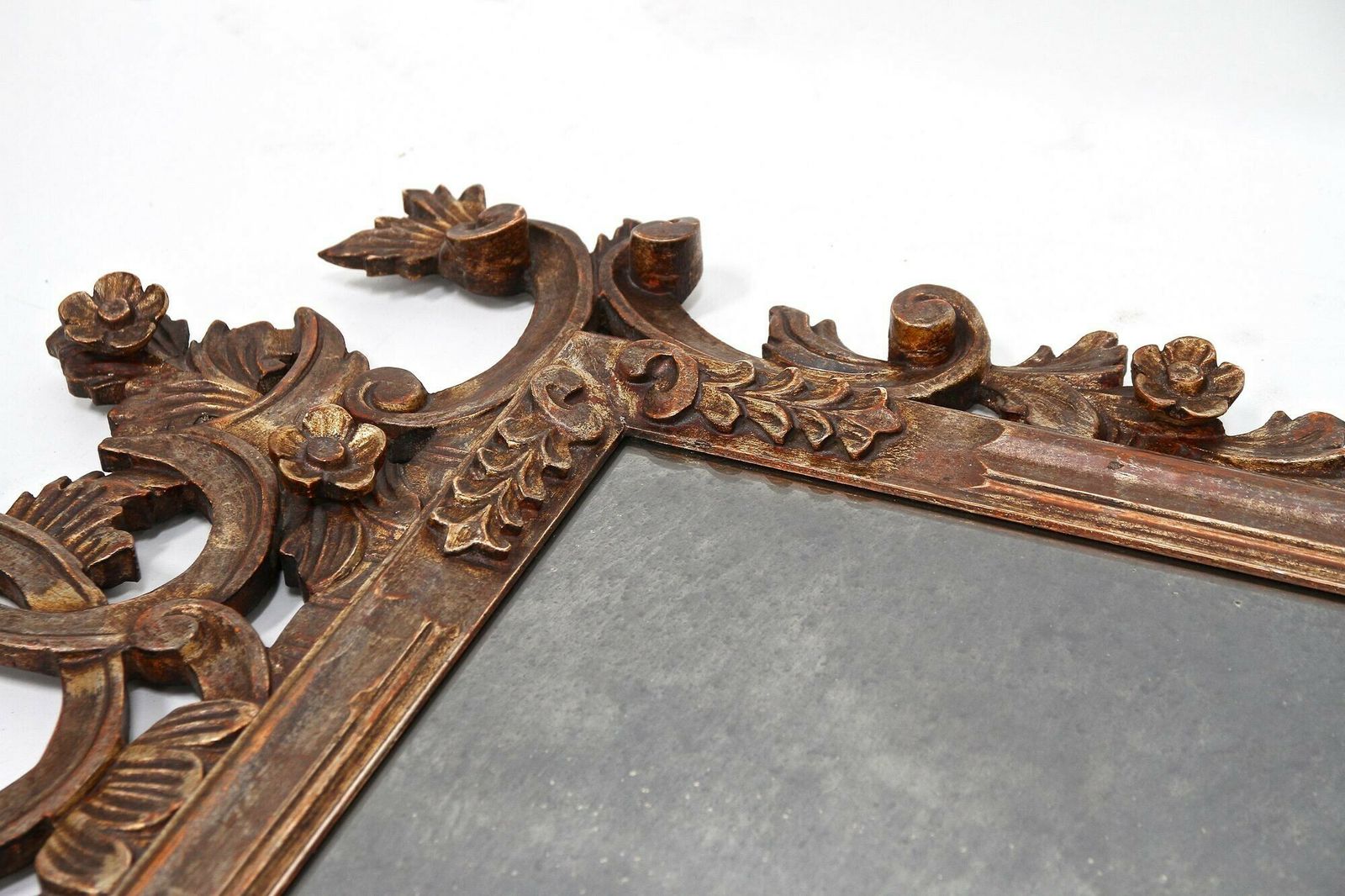 4150.0 19th Century Silvered/ Bronzed Venetian Wall Mirror, Handcarved, Italy Ca. 1840 photo