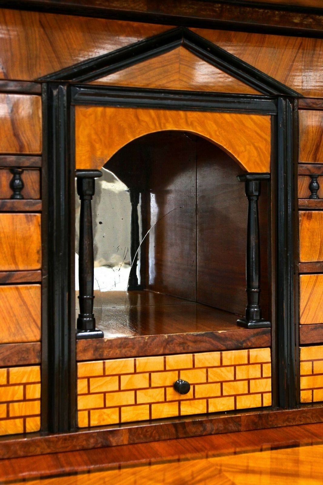 19th Century Biedermeier Nutwood Secretary Desk/ Secretaire, Austria Ca. 1820/25 photo vintage