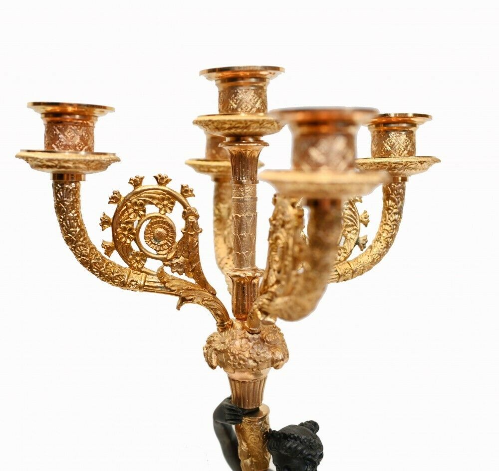 photo buy Pair French Bronze Candelabras Maiden Regency Classical Gilt
