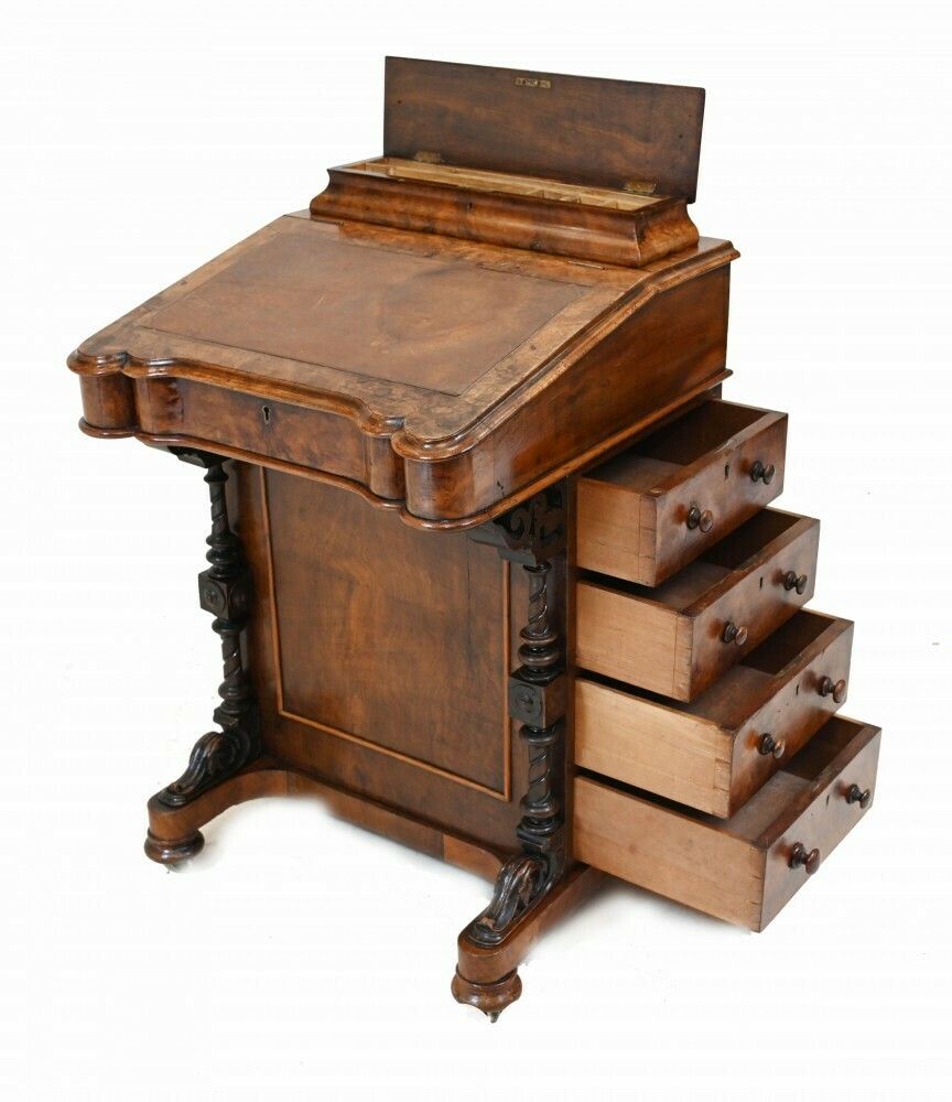 photo furniture Antique Davenport Desk Walnut Victorian Secretaire 1880