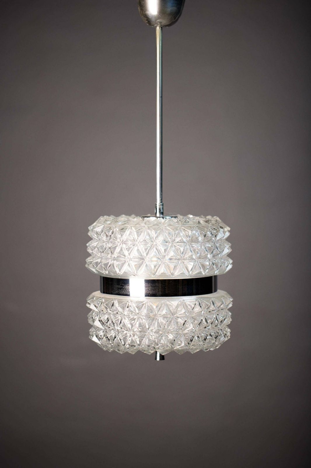 Vintage Crystal Glass Chandelier By Austrolux / 1960s Vienna Austria / Mid Century Pendant Light / Hanging Home Lighting