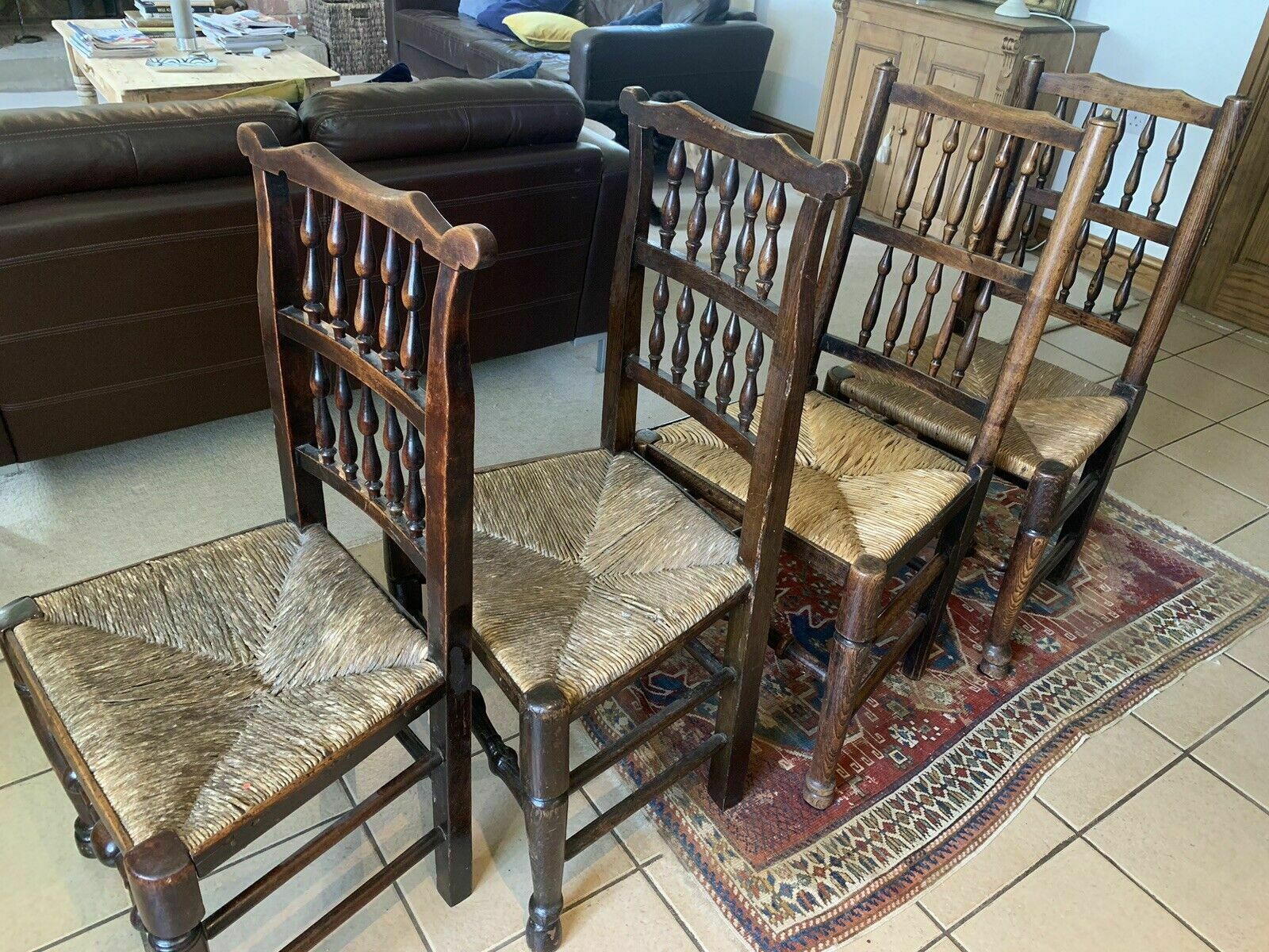A Mixed Set Of Four 19th Century Lancashire Spindleback Country Chairs. photo 325.0
