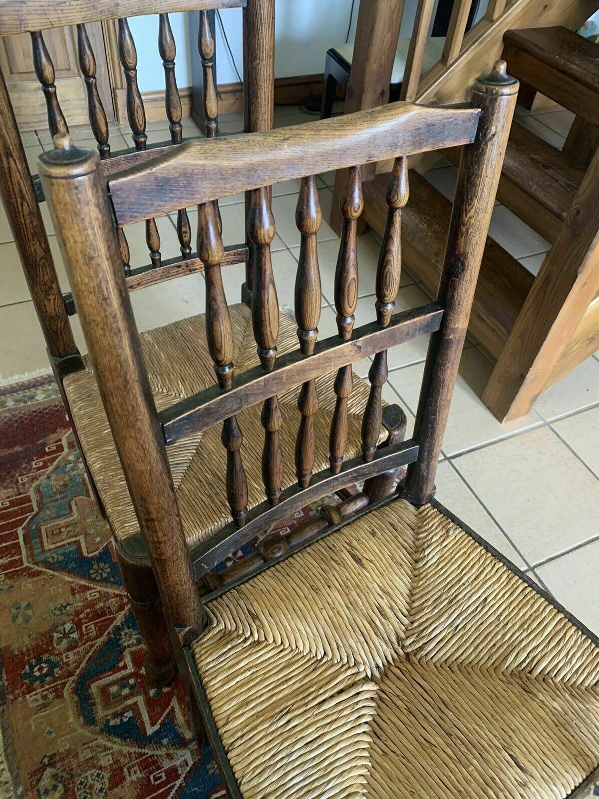 A Mixed Set Of Four 19th Century Lancashire Spindleback Country Chairs. photo vintage