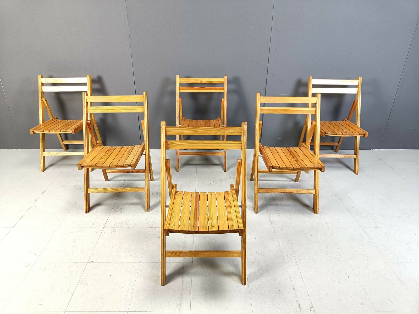Mid Century Wooden Folding Chairs, 1950s   Set Of 6 photo furniture