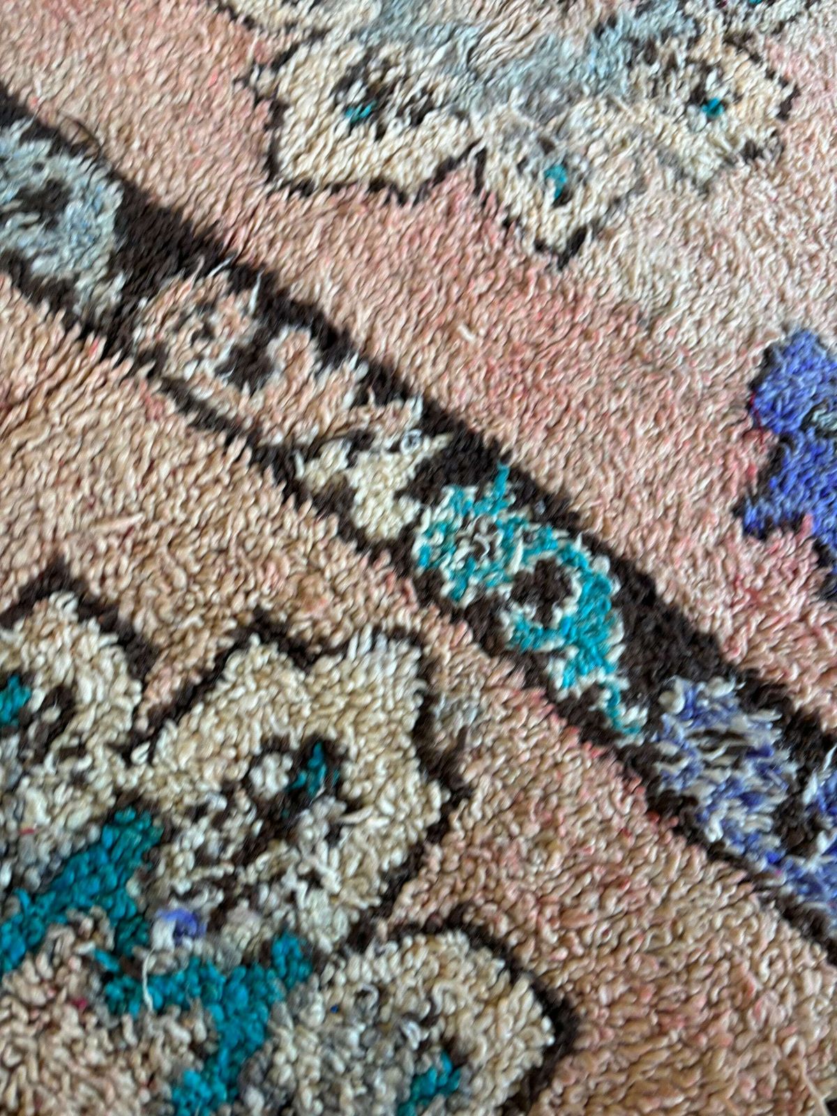 Vintage Moroccan Boujad Wool Rug 180x315 Cm – Handwoven Masterpiece, Floral Motifs With Teal Accents photo buy