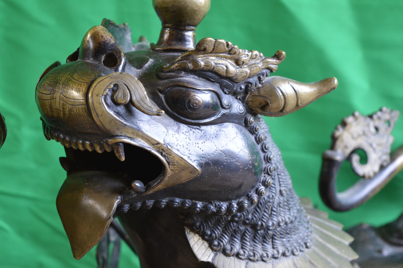 photo vinterior Large Pair (35kgs) 19th Century Tibetan Bronze Temple Lions/Foo Dogs,C1880.