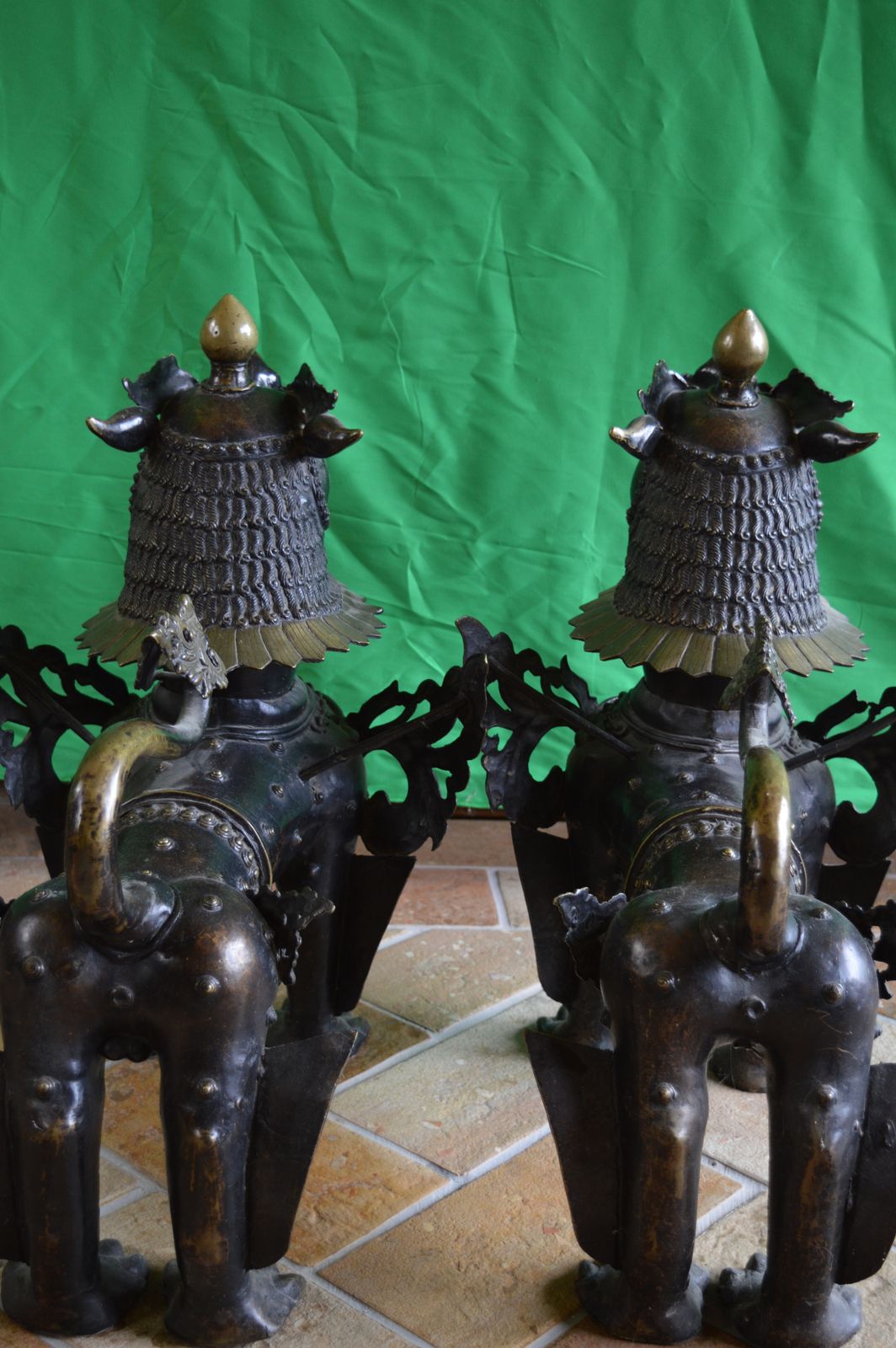 photo buy Large Pair (35kgs) 19th Century Tibetan Bronze Temple Lions/Foo Dogs,C1880.