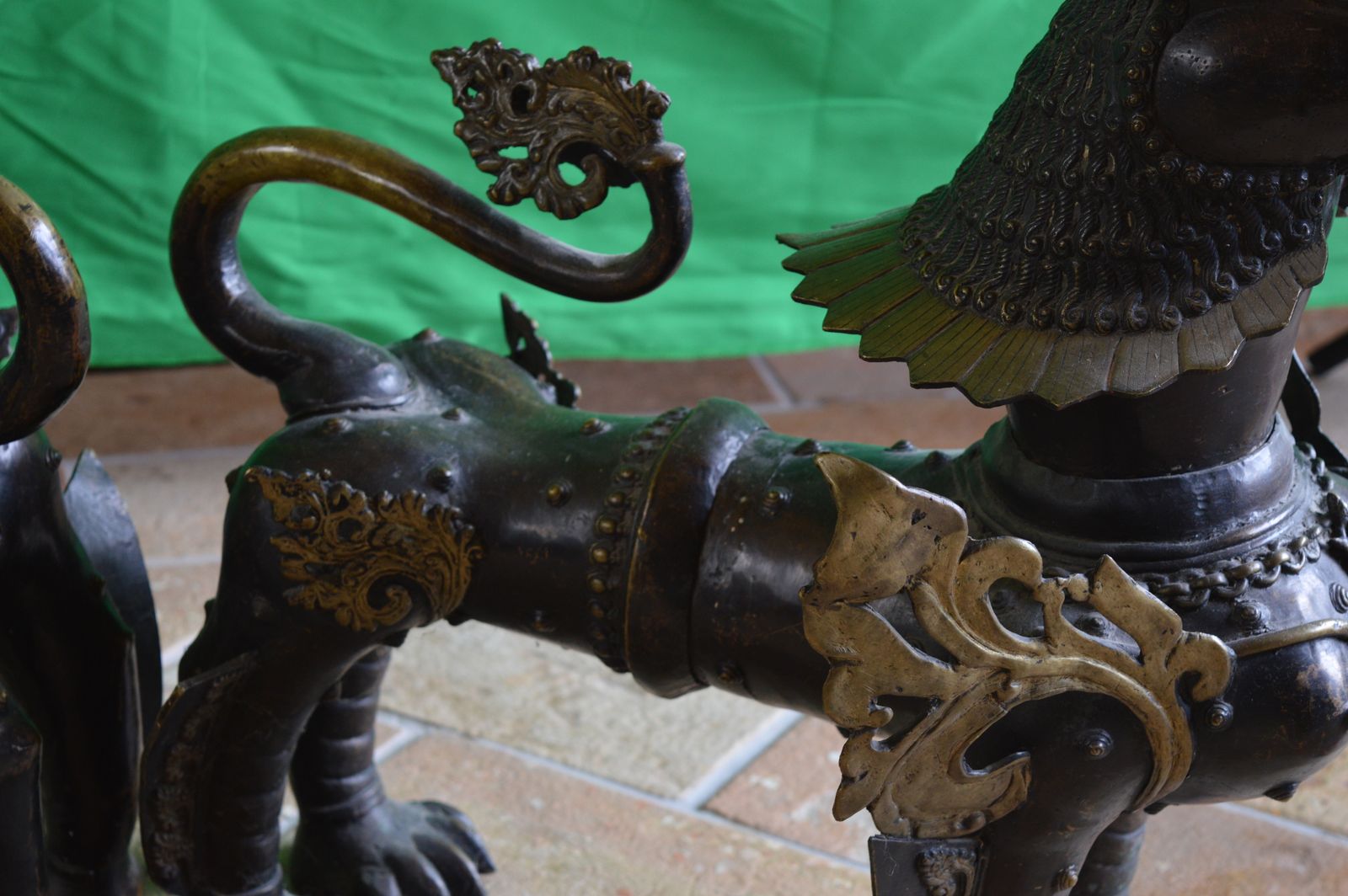 photo vintage Large Pair (35kgs) 19th Century Tibetan Bronze Temple Lions/Foo Dogs,C1880.