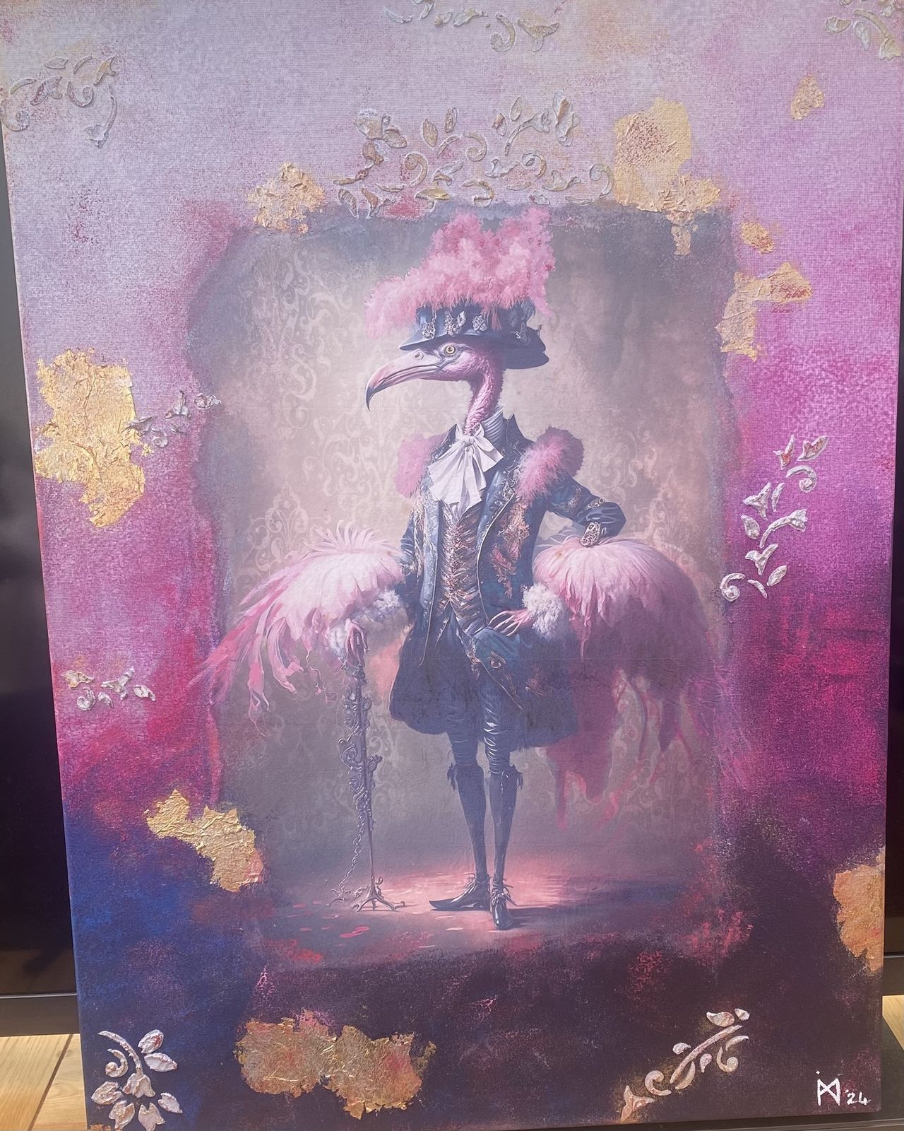 New   Steampunk Flamingo Enhances Decoupage Art