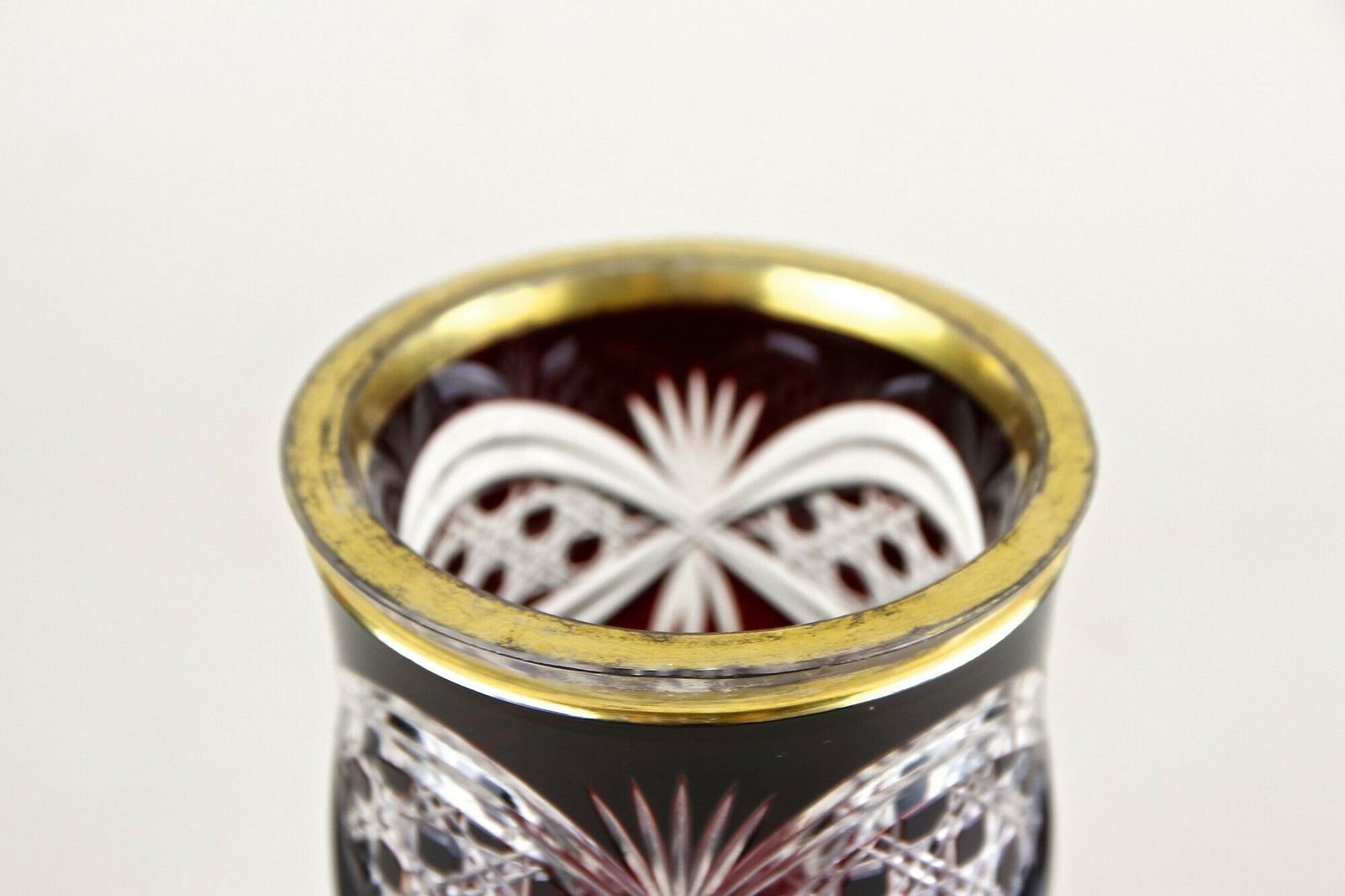 19th Century Biedermeier Ruby Red Overlay Glass Goblet, Gilt Parts, Cz Ca. 1840 photo 500.0