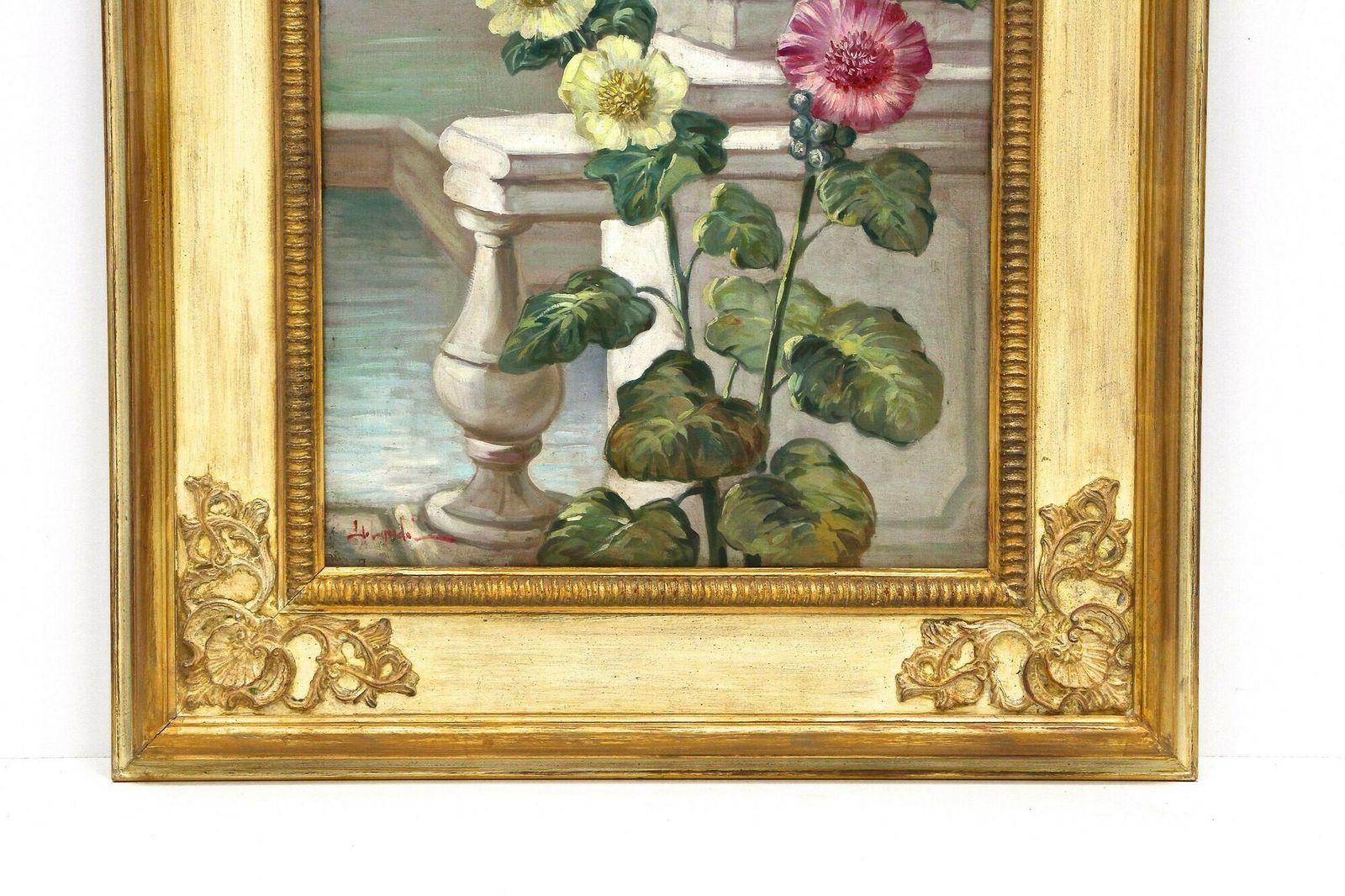 photo vinterior Pair Of Floral Still Life Oil Paintings, Signed V. Landi, Framed, It Ca. 1990
