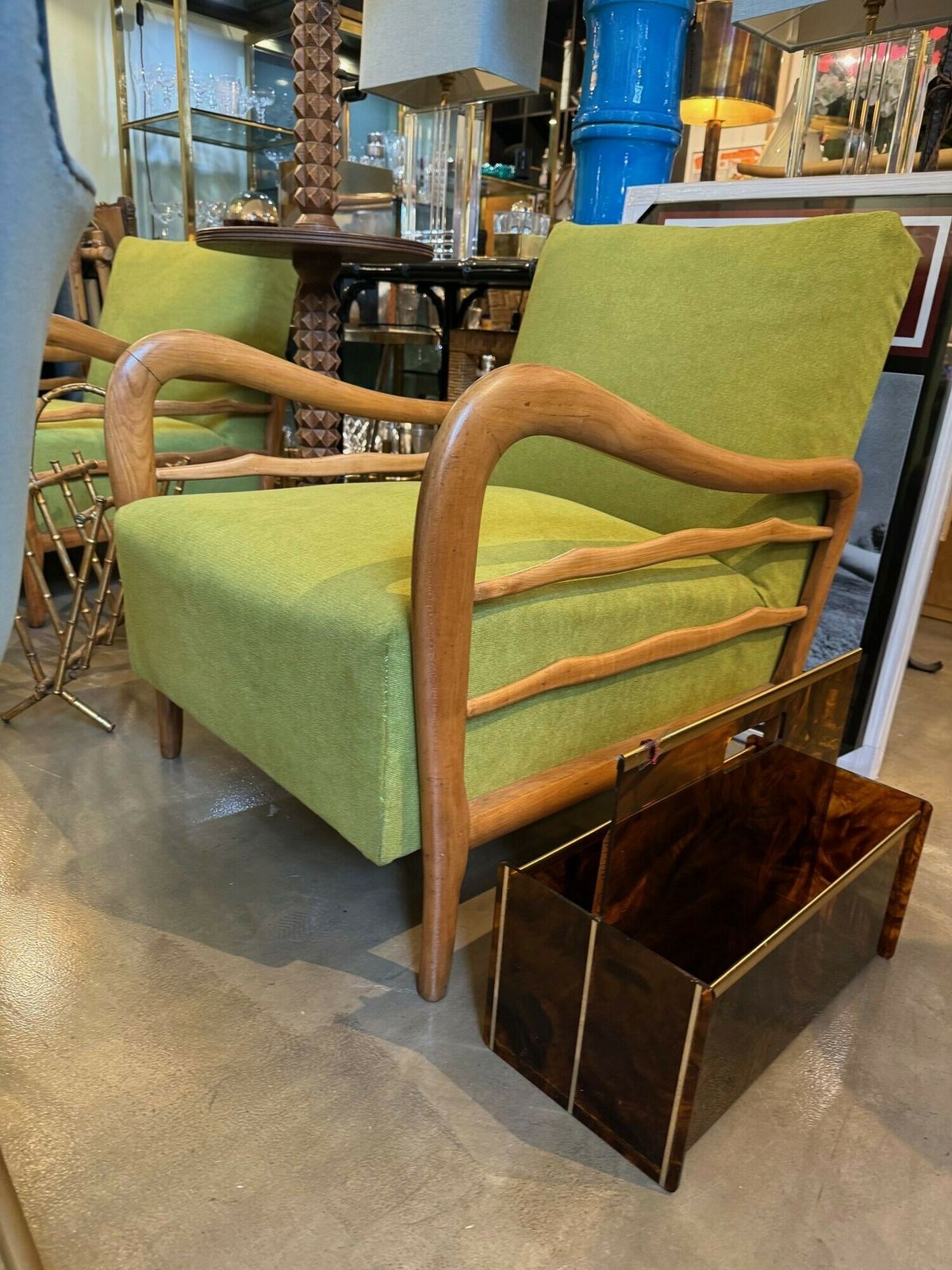 A French 1970s Faux Tortoiseshell And Brass Magazine Rack By Mercier Freres photo furniture