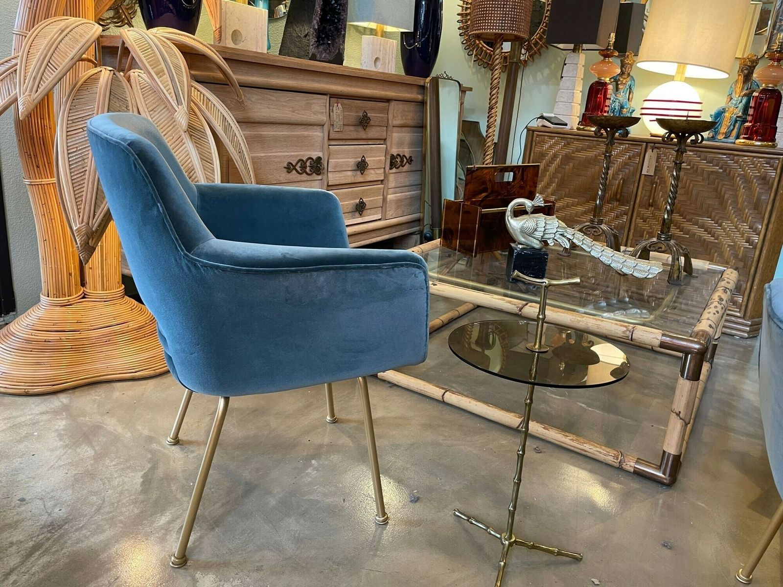A Set Of Four Italian 1970s Chairs With Gilt Metal Legs In Blue Velvet Fabric photo furniture