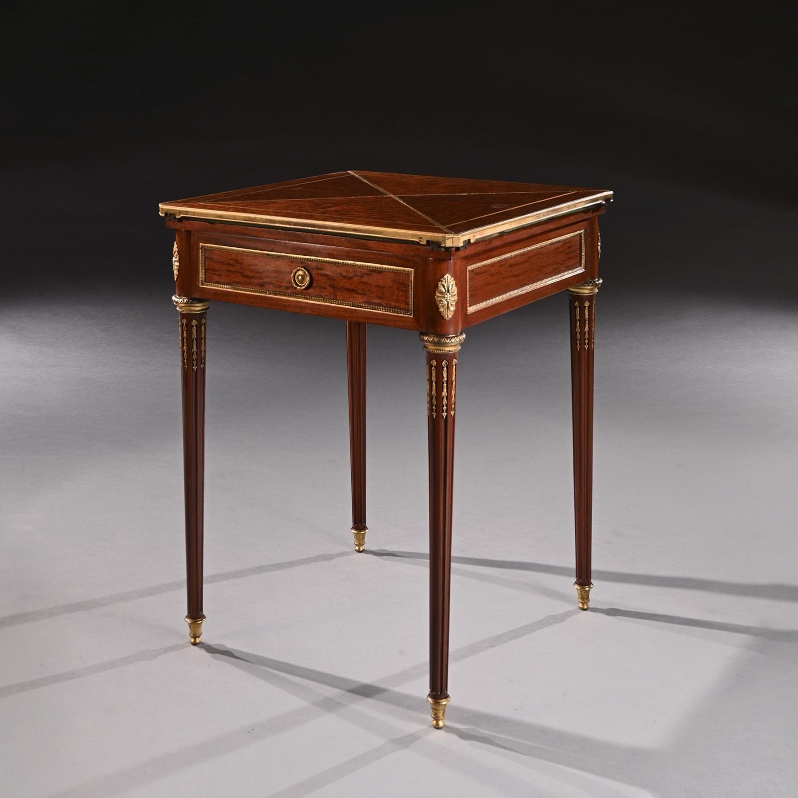 A Fine Mahogany Late 19th Century Envelope Card Table By Antoine Lampre, Paris. photo for sale