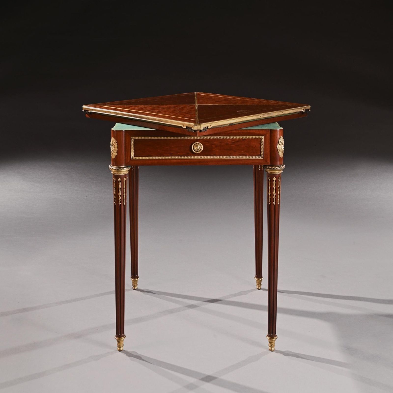A Fine Mahogany Late 19th Century Envelope Card Table By Antoine Lampre, Paris. photo Furniture