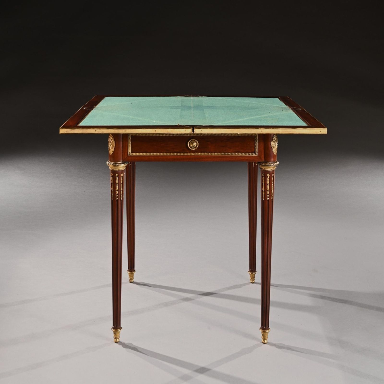 A Fine Mahogany Late 19th Century Envelope Card Table By Antoine Lampre, Paris. photo 3200.0