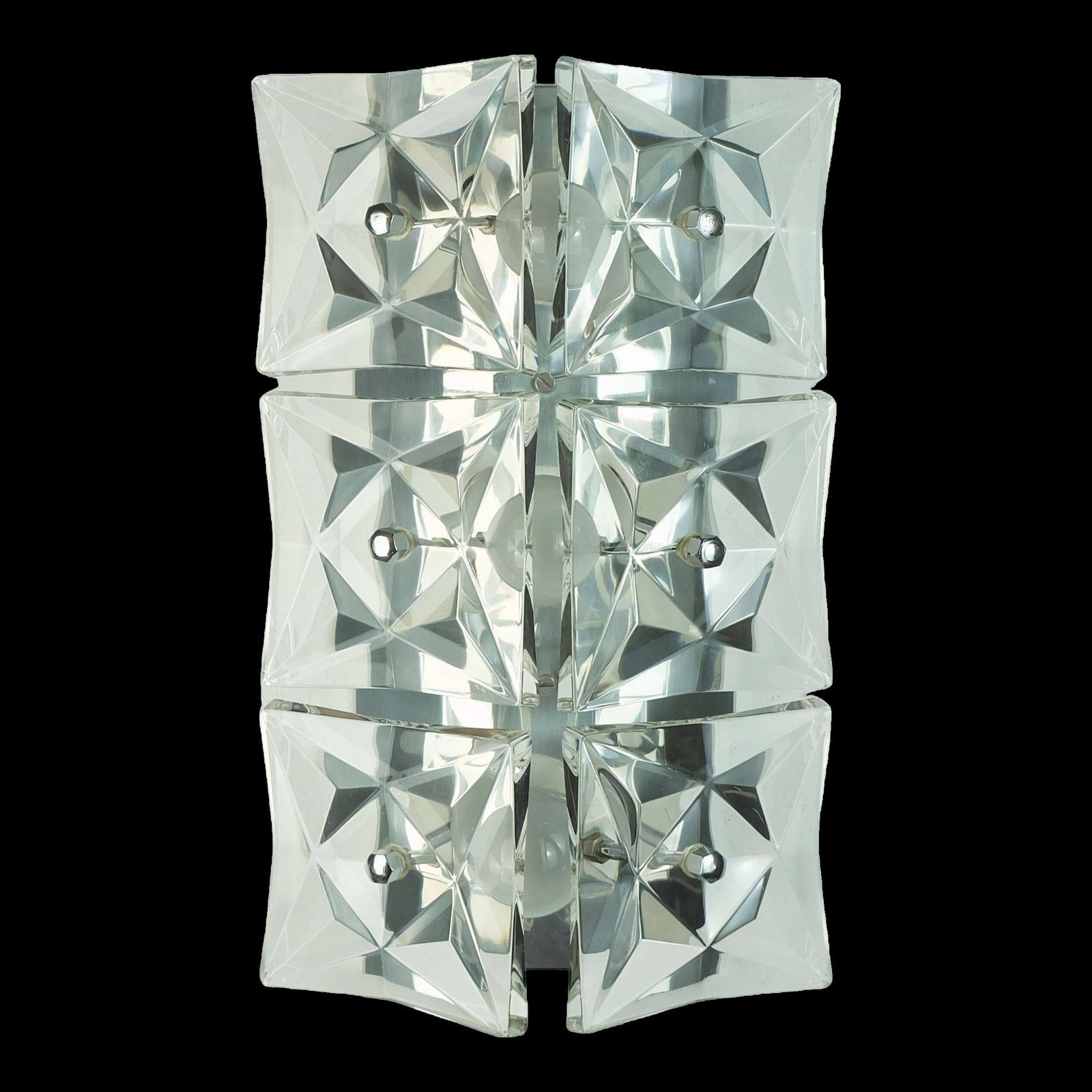 Kinkeldey Mid Century Sconce Crystal Glass And Chrome 6 Glass Prisms 1960s