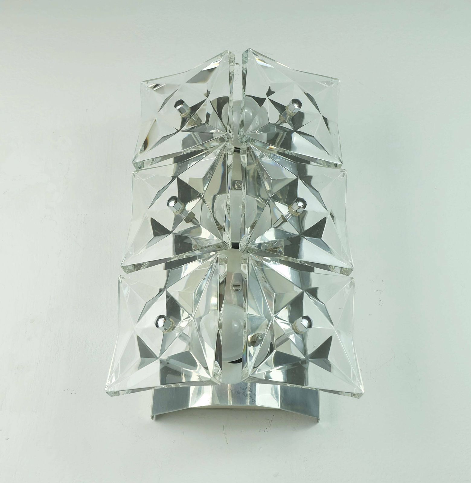 Kinkeldey Mid Century Sconce Crystal Glass And Chrome 6 Glass Prisms 1960s photo furniture