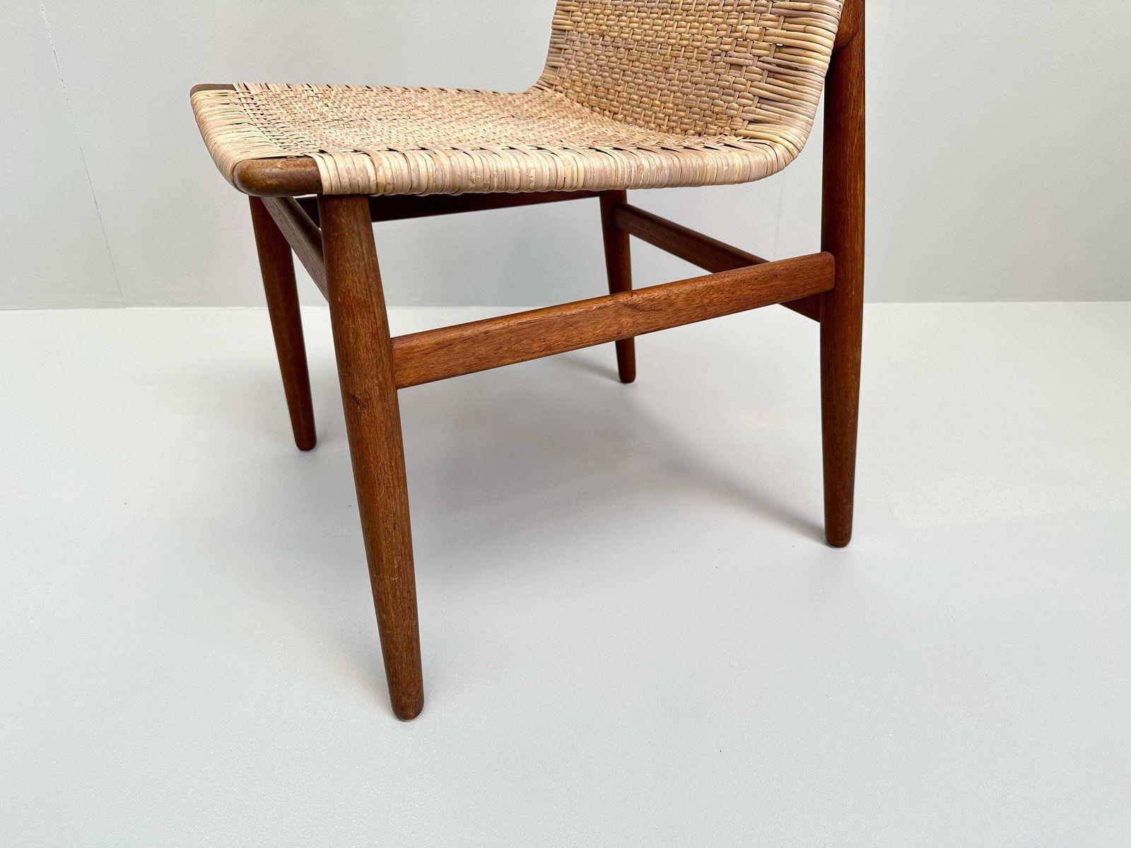 Jørgen Høj Teak And Rattan Chair For Thorald Madsen, Copenhagen Denmark 1950's photo furniture