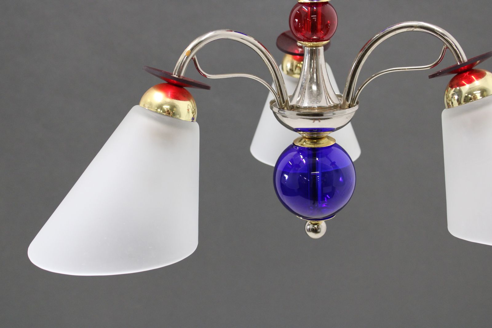 Vintage Pendant Lamp Of Glass And Chrome/Murano Style Lamp photo vintage