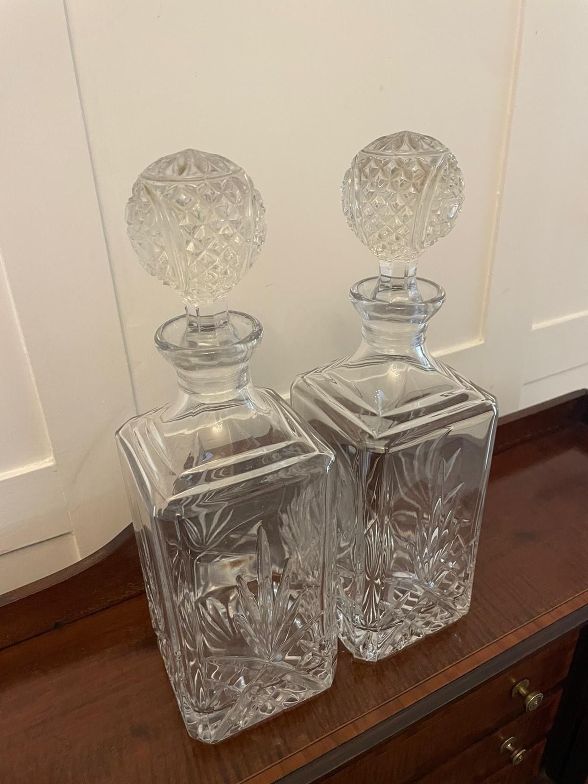 Pair Of Early 20th Century Edwardian Quality Cut Glass Decanters photo furniture