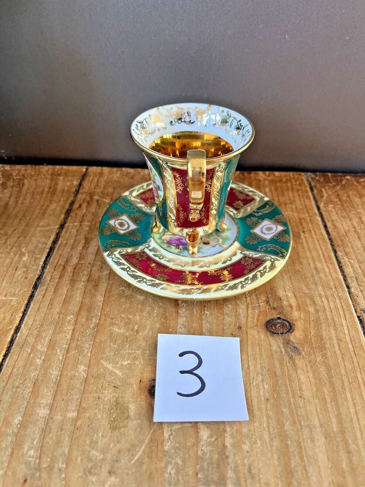 Vintage L Parbus Old Vienna Fragonard Gilt Cabinet Demitasse Coffee Cup & Saucer photo buy