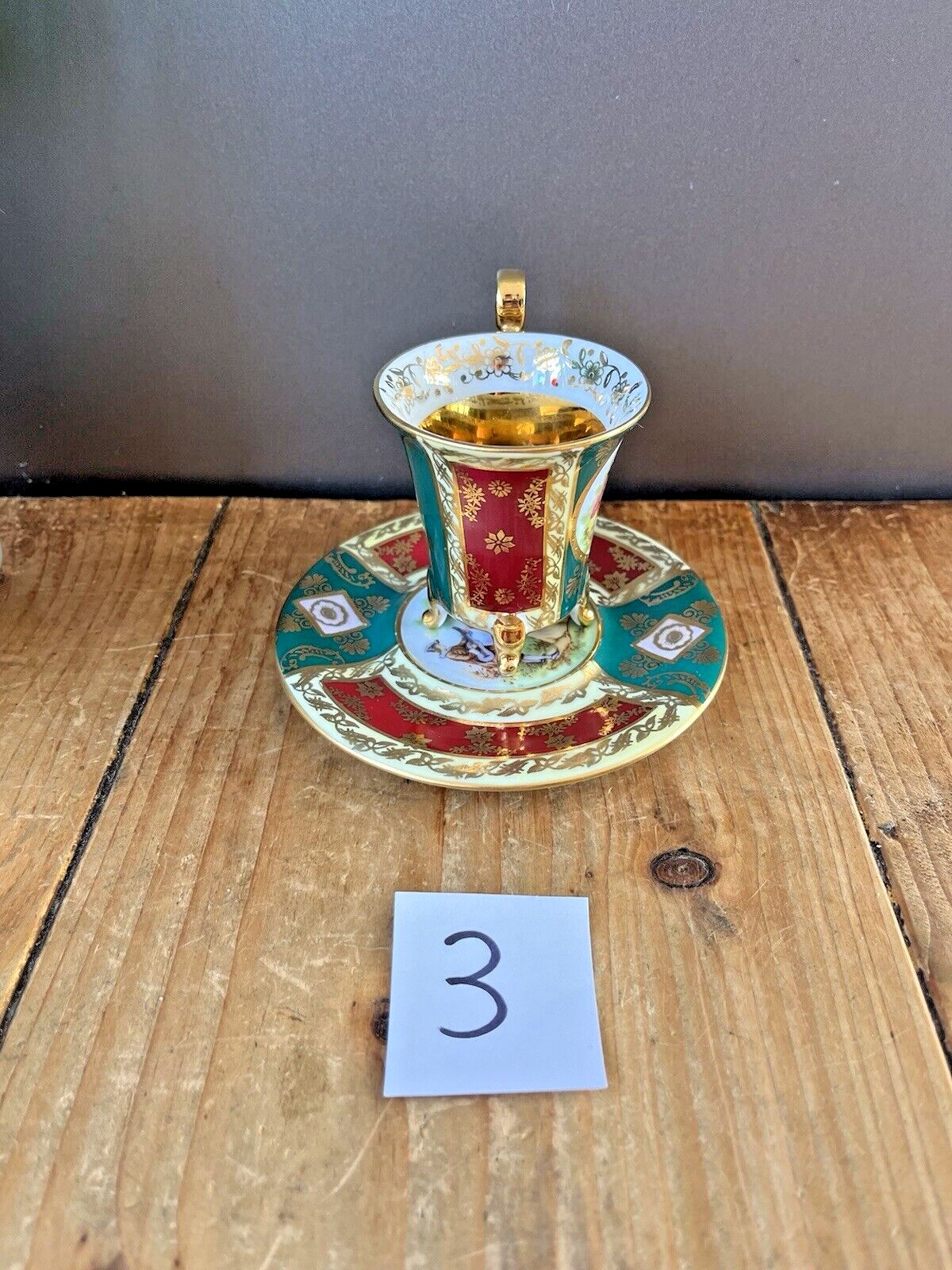 photo furniture Vintage L Parbus Old Vienna Fragonard Gilt Cabinet Demitasse Coffee Cup & Saucer
