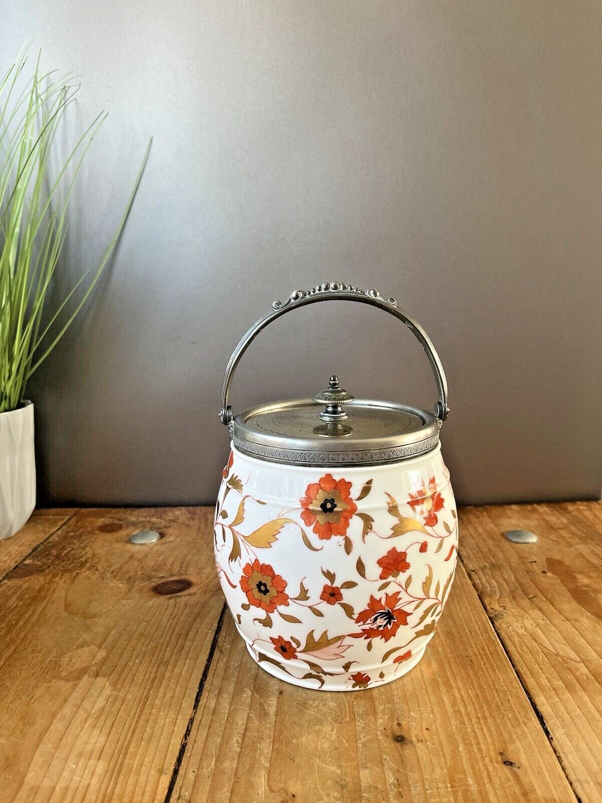 Stunning Rare Antique C1870 Wedgwood Imari Floral Gilt Biscuit Barrel Jar Z378 photo furniture