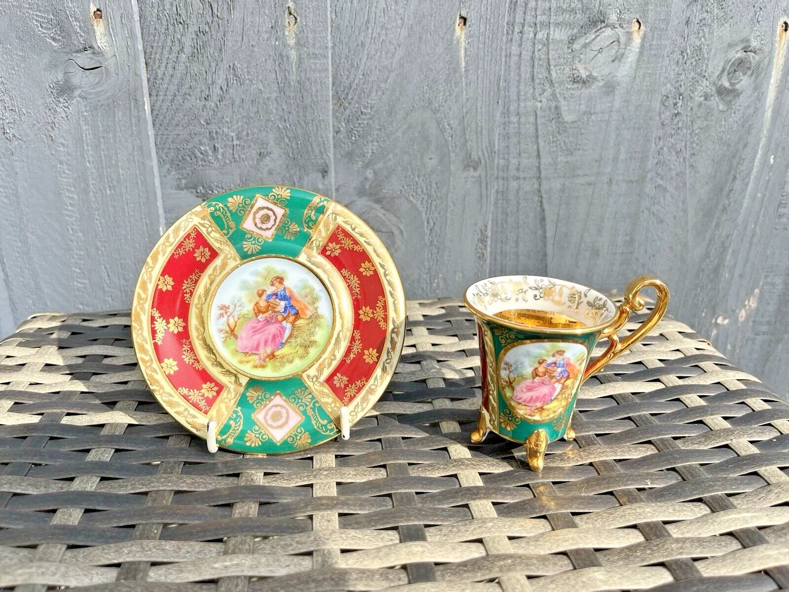 Vintage L Parbus Fragonard Old Vienna Gilt Demitasse Coffee Cup & Saucer photo furniture
