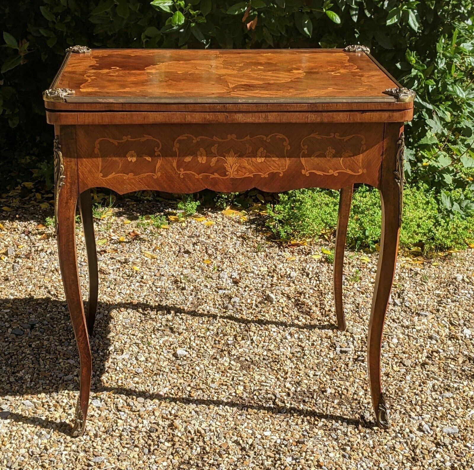 Antique French Walnut Parquetry Card Table 19th Century Backgammon photo vinterior