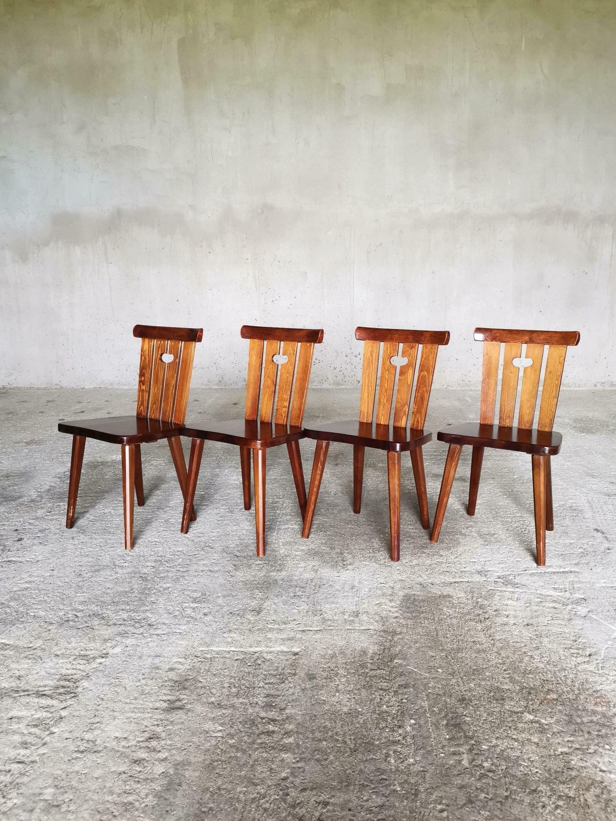 Set Of 4 Iconic Göran Malmvall Dining Chairs In Solid Oregon Pine, Sweden 1940s photo furniture