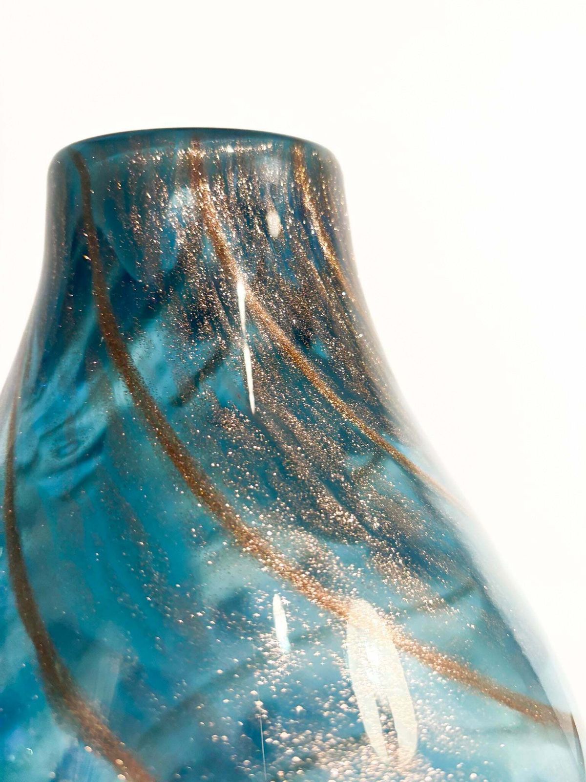 Murano Glass Vase With Aventurine By Fratelli Toso, 1950s photo vintage