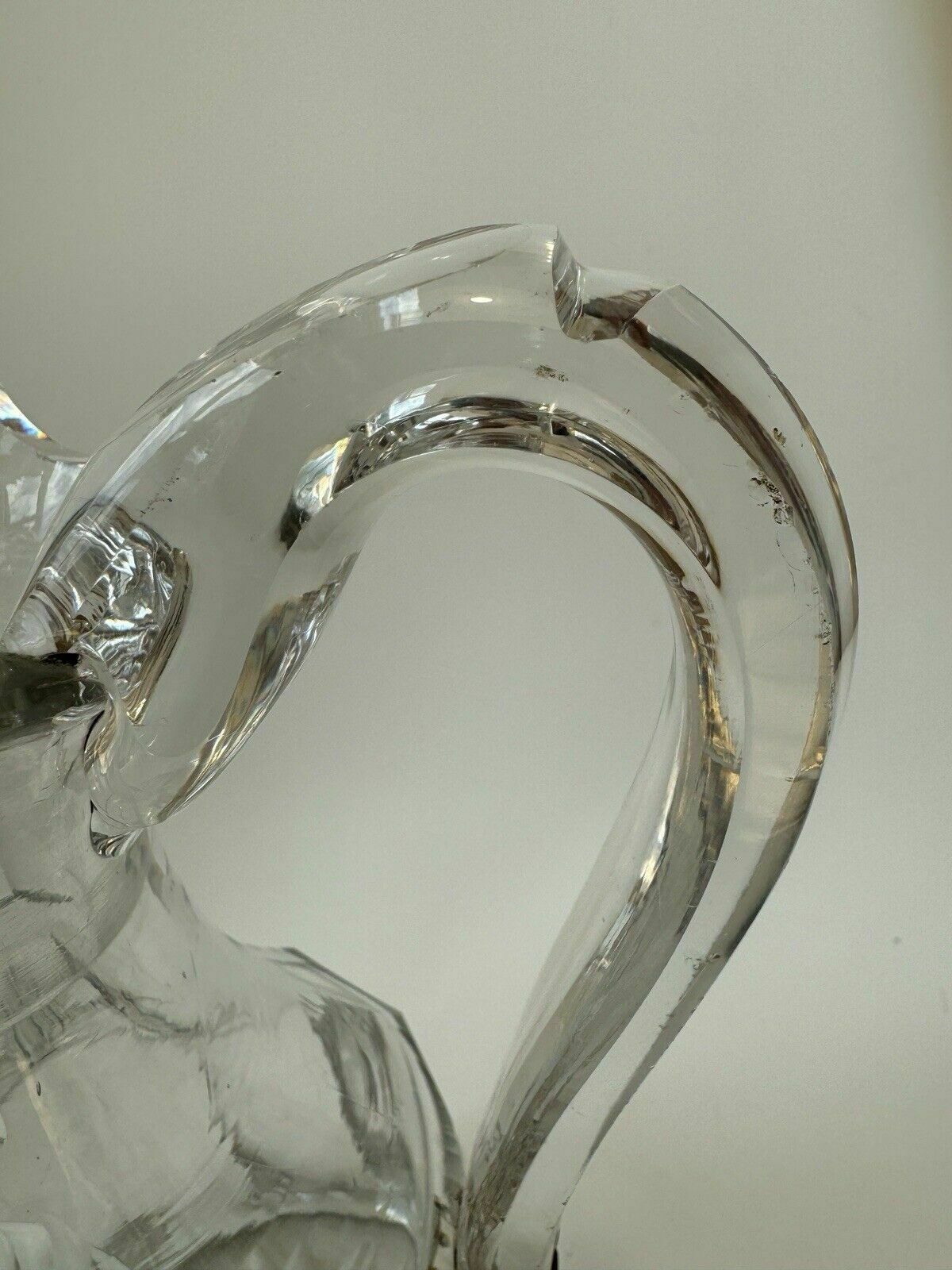 Large Georgian Cut Glass Claret Jug, Swan Neck Handle With Historic Repair photo Home Decor