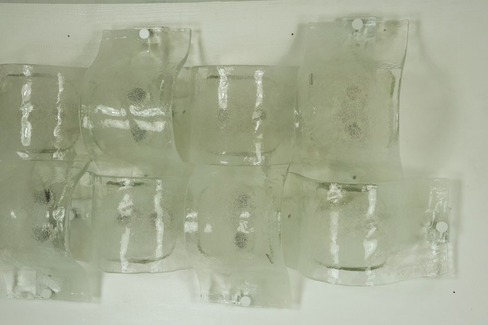 photo for sale Rare Postmodern Panel Of 9 Sconces In Pulegoso Murano Glass, Mazzega 1970s