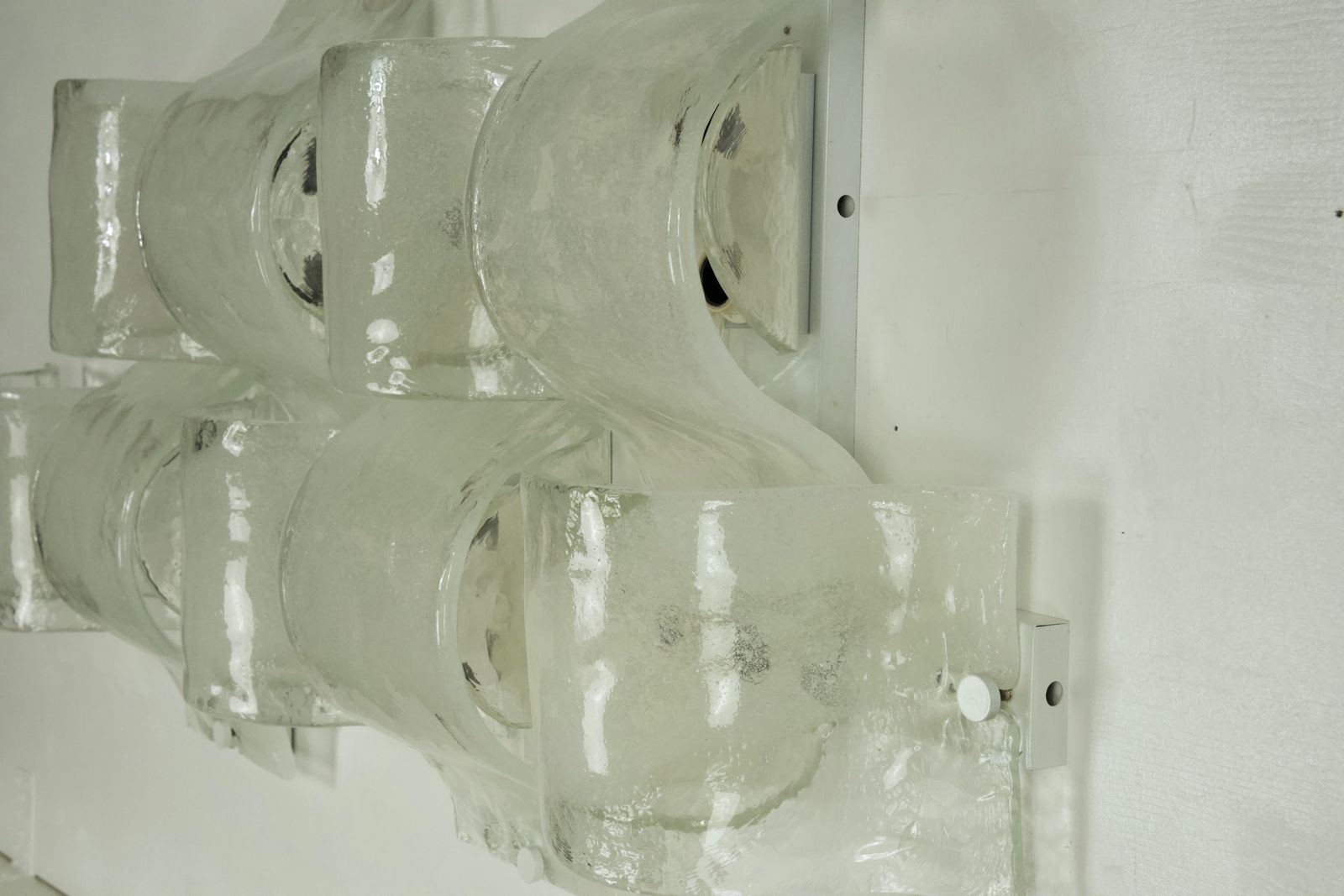 6370.0 Rare Postmodern Panel Of 9 Sconces In Pulegoso Murano Glass, Mazzega 1970s photo