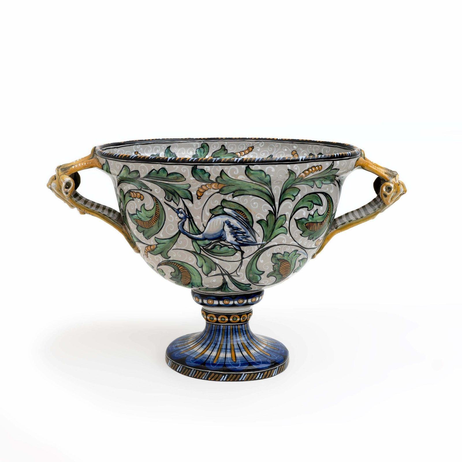 Manufactory "Maiolica Artistica Pesarese "Map" Two Handled Vase 1920s Italy. photo Home Decor