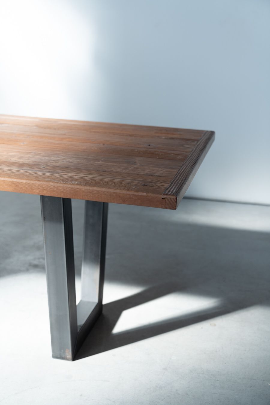 Industrial Style Handcrafted Dining Table With Brushed Fir Top And Brushed Iron Legs (2020) photo 1500.0