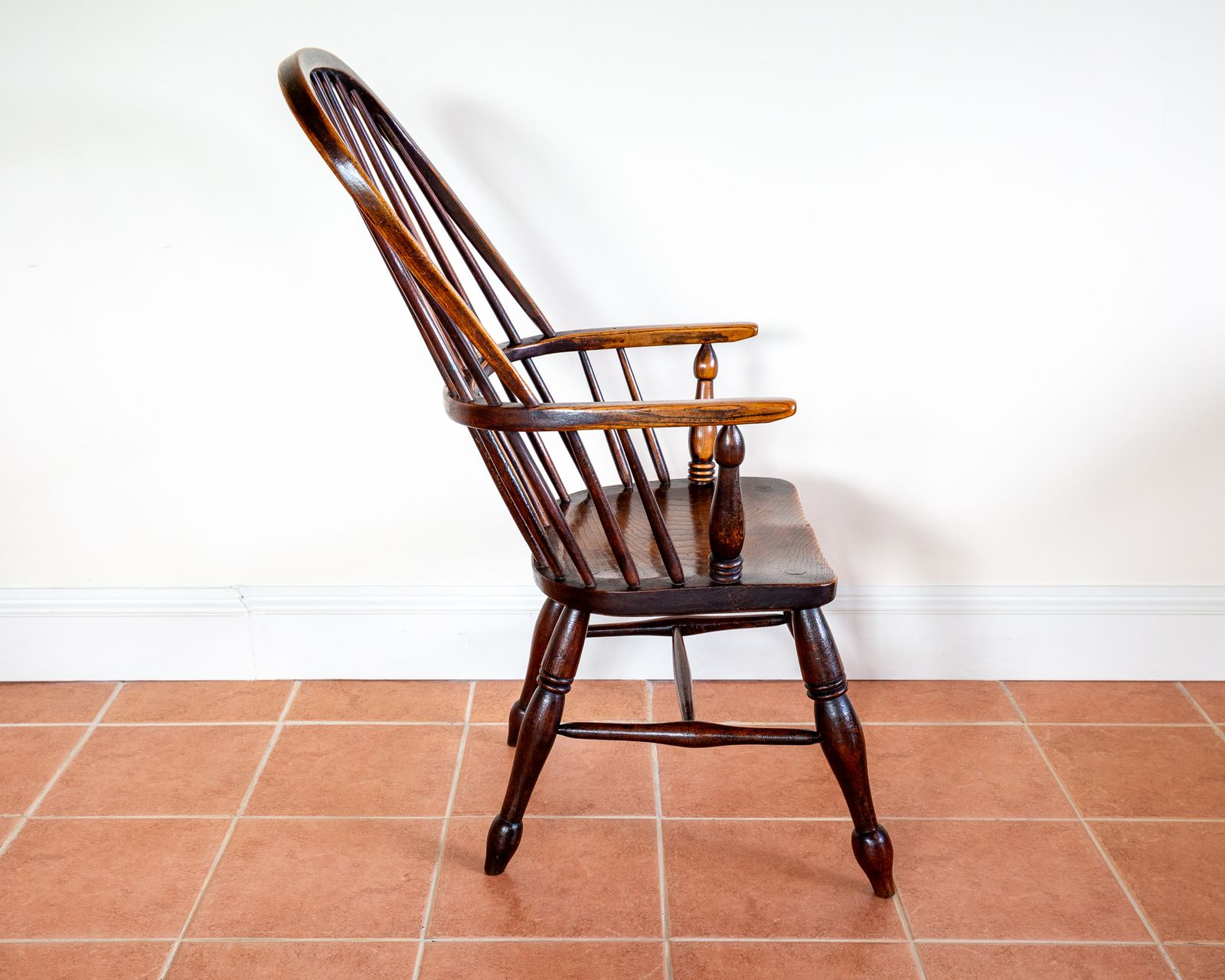 Furniture Antique Windsor Chair 1840 Large High Back Hoop Back Stick Back Windsor Armchair Country House Early V.Ictorian 19th Centu Farmhouse R.Ustic Craftsman photo