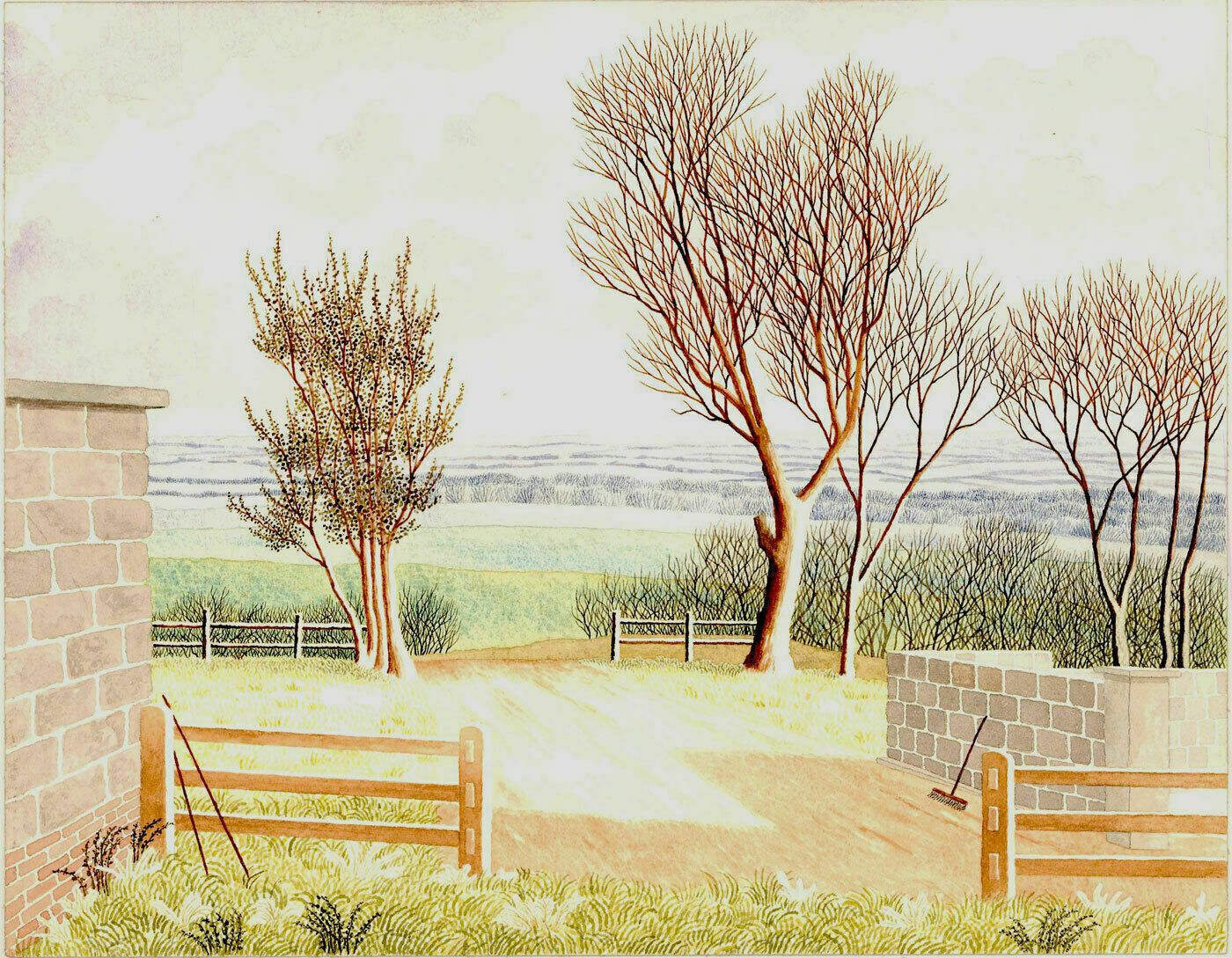 Ronald A. Broad   1988 Watercolour, Landscape From Alexander Farm photo furniture