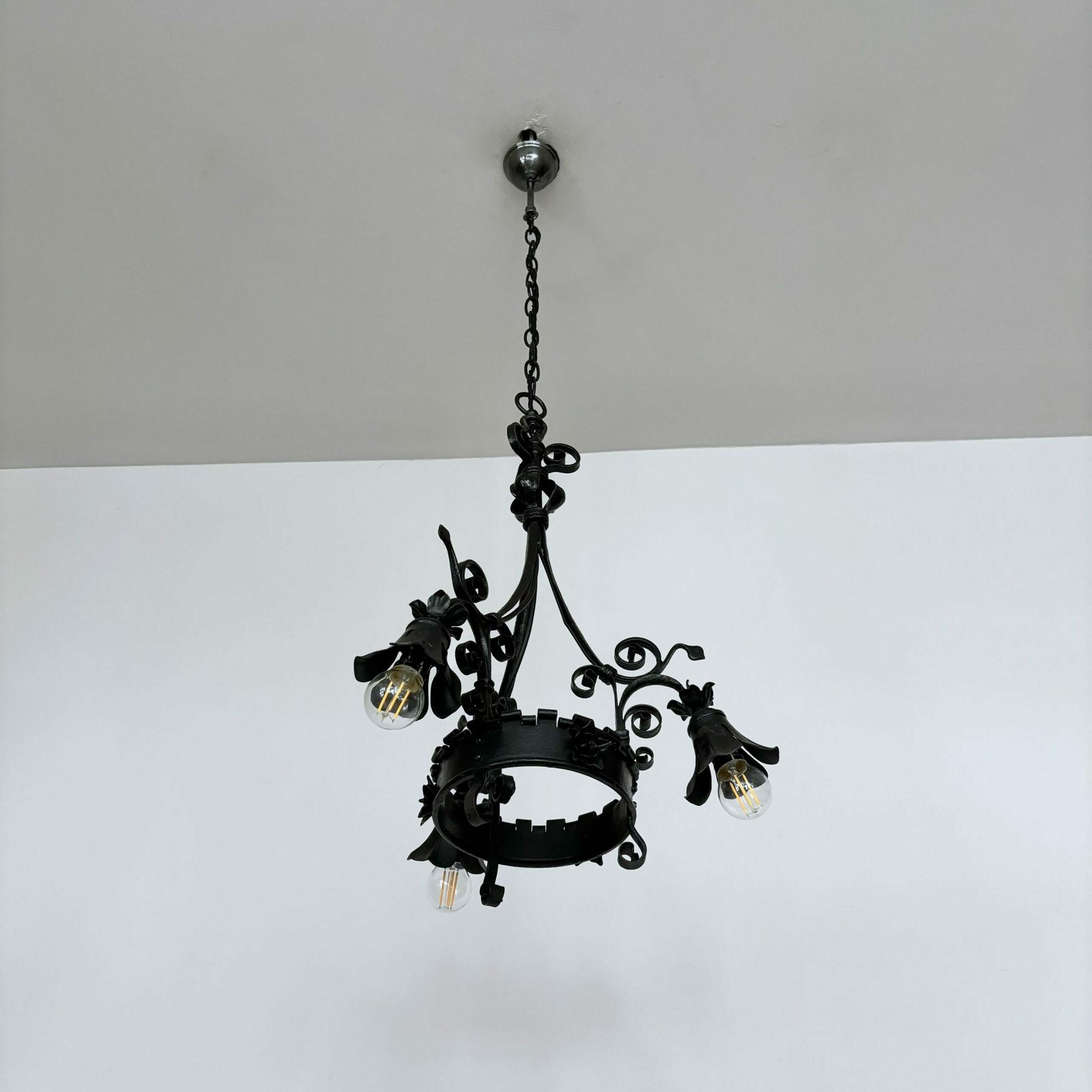 Ornate French Black Wrought Iron Chandelier photo furniture