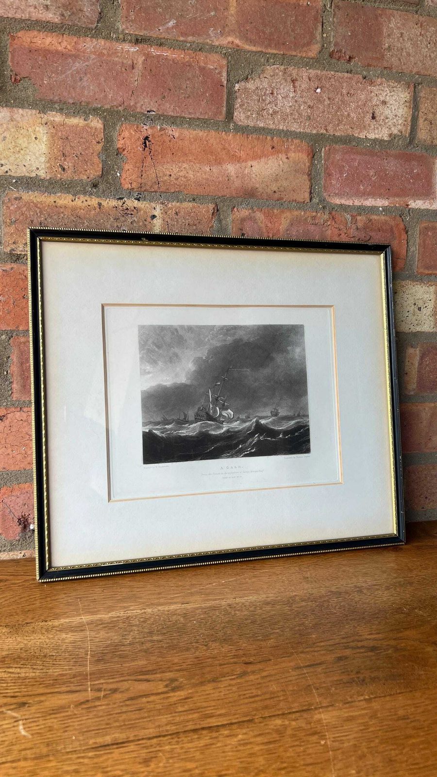 A Gale 1825 Nautical Engraving By Thomas Lupton After Willem Van De Velde Painting
