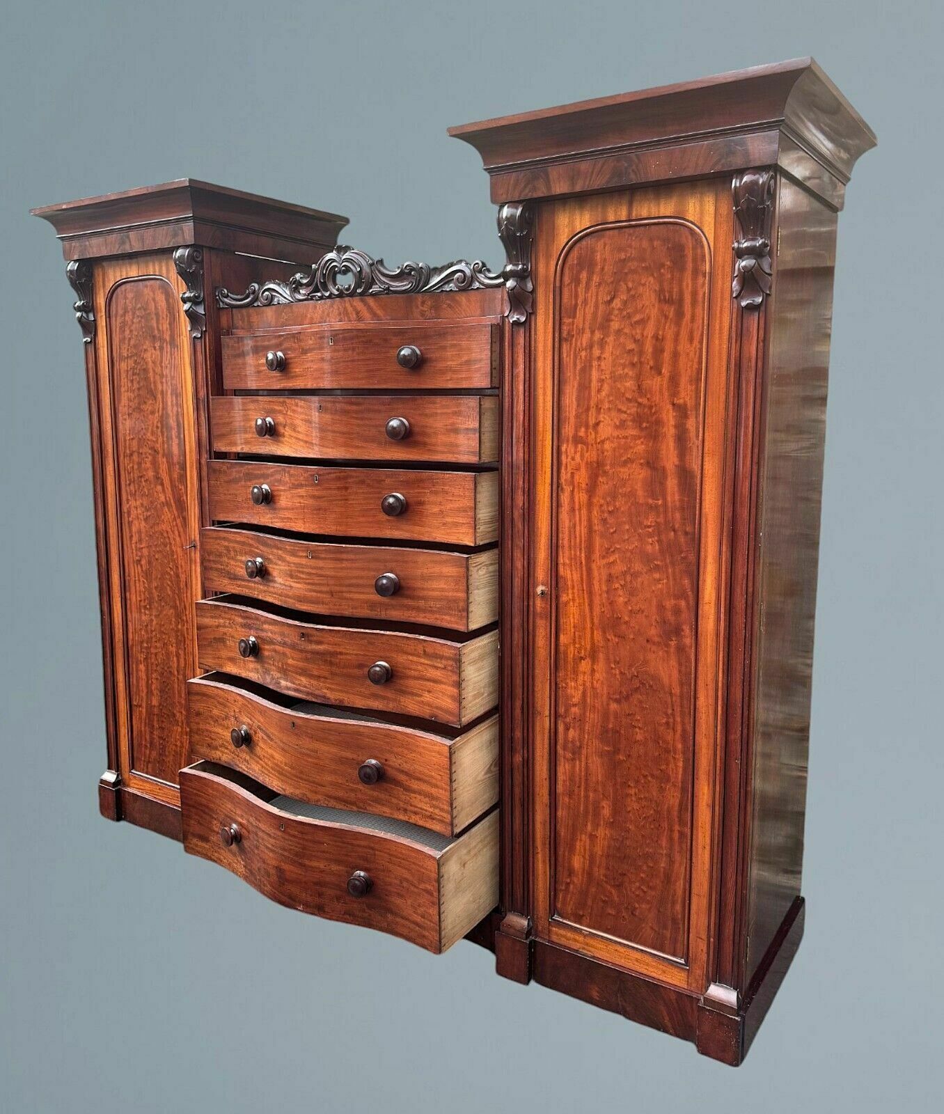 A Good Large Figured Mahogany Compactum Wardrobe photo Furniture