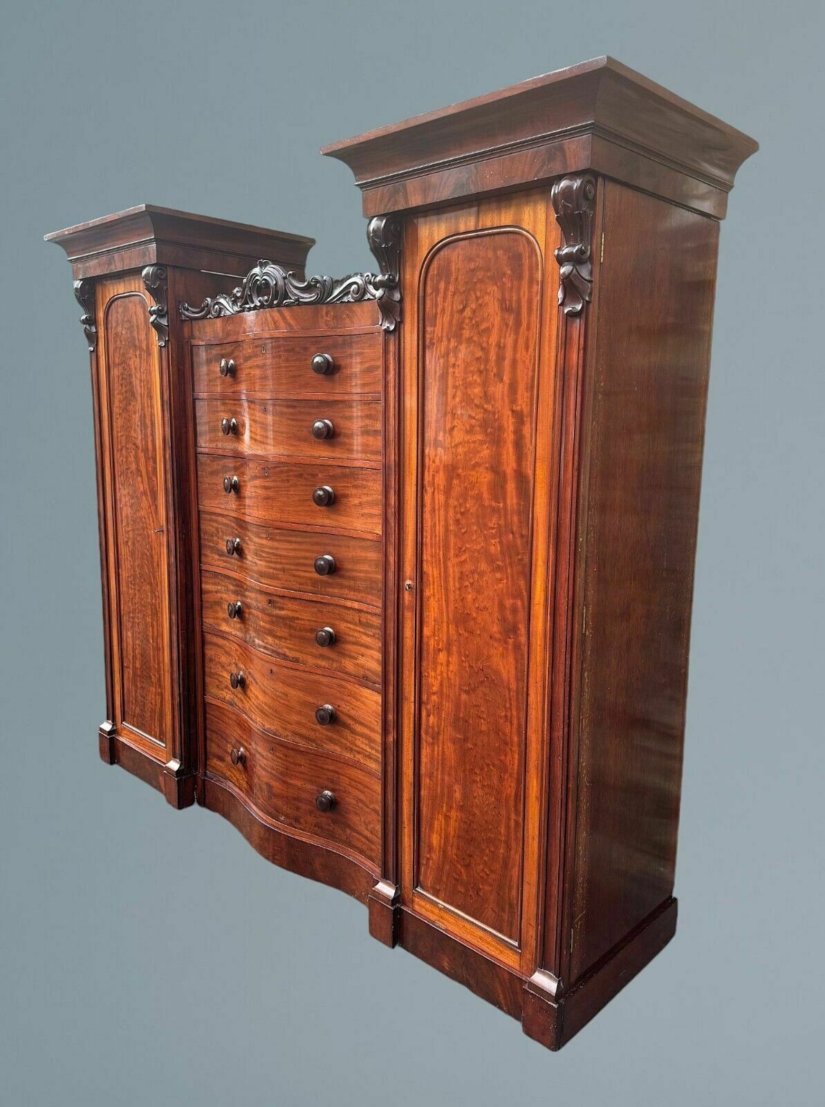 photo furniture A Good Large Figured Mahogany Compactum Wardrobe