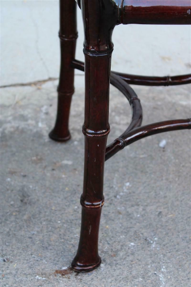 Set Of Wooden Chairs Carved In Bamboo Fabric Missoni Italia 1960s photo vinterior