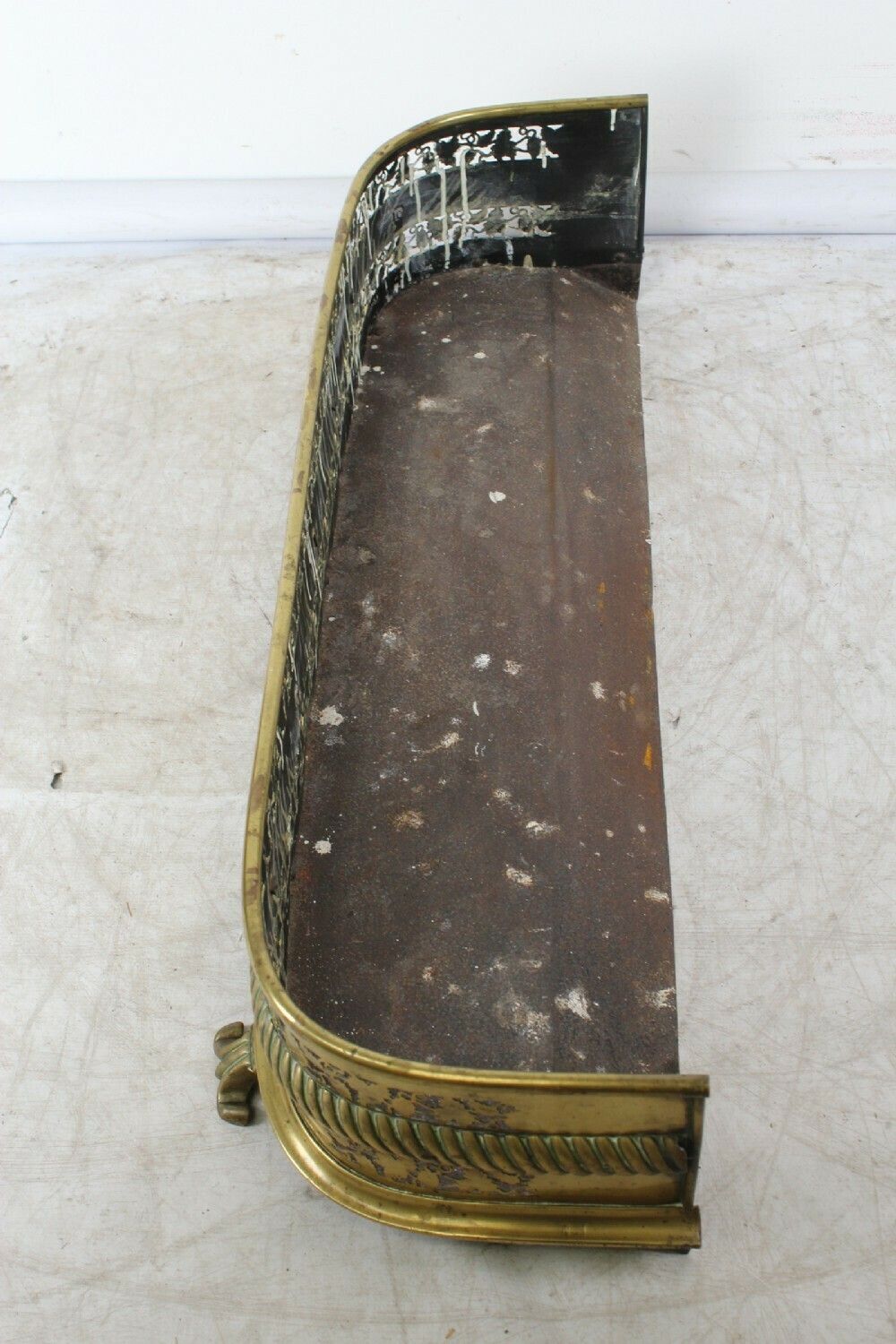 Small Victorian Pierced Brass Fire Fender photo for sale