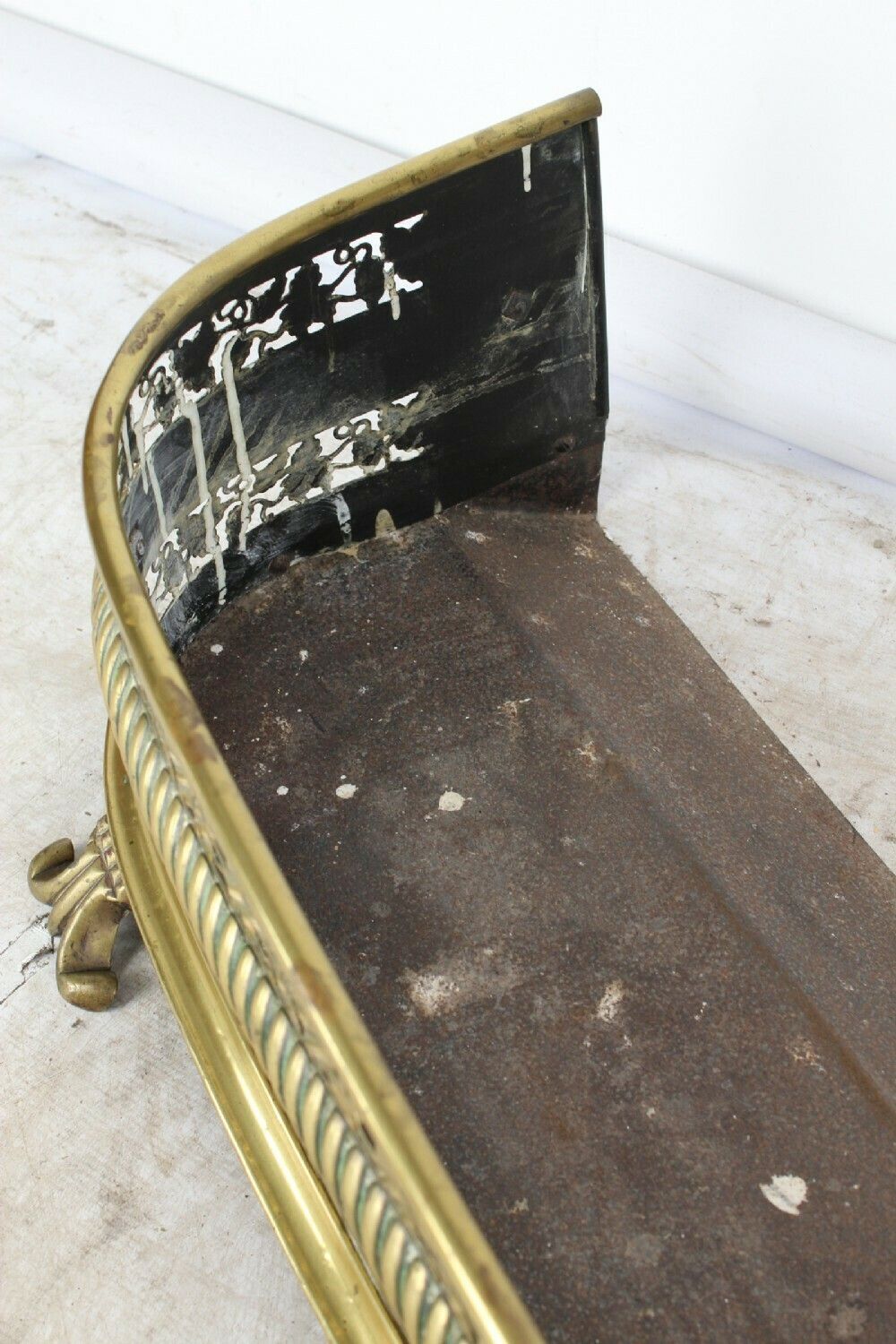 photo for sale Small Victorian Pierced Brass Fire Fender