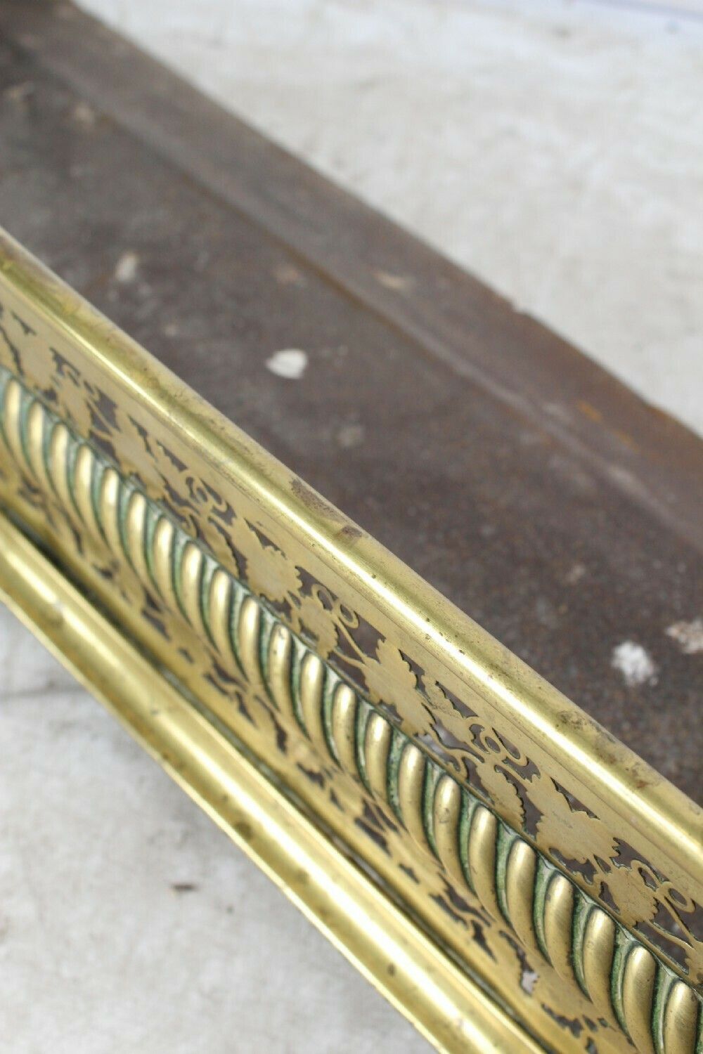 Home Fixtures Small Victorian Pierced Brass Fire Fender photo